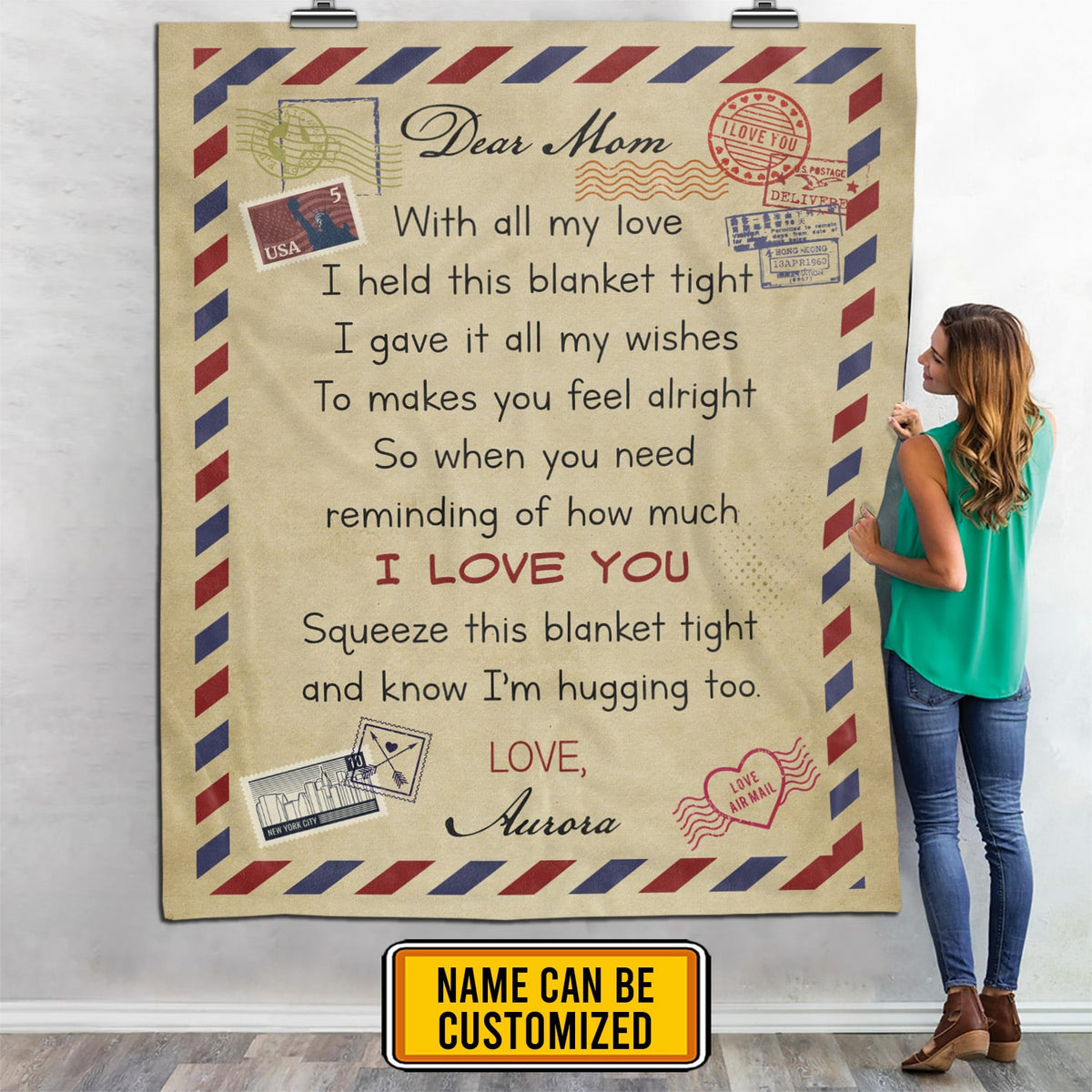 Personalized Dear Mom With All My Love I Held This Blanket Tight Fleece Throw Blanket – Mom Gift Birthday Mom Gift Mother’s Day Blanket Present