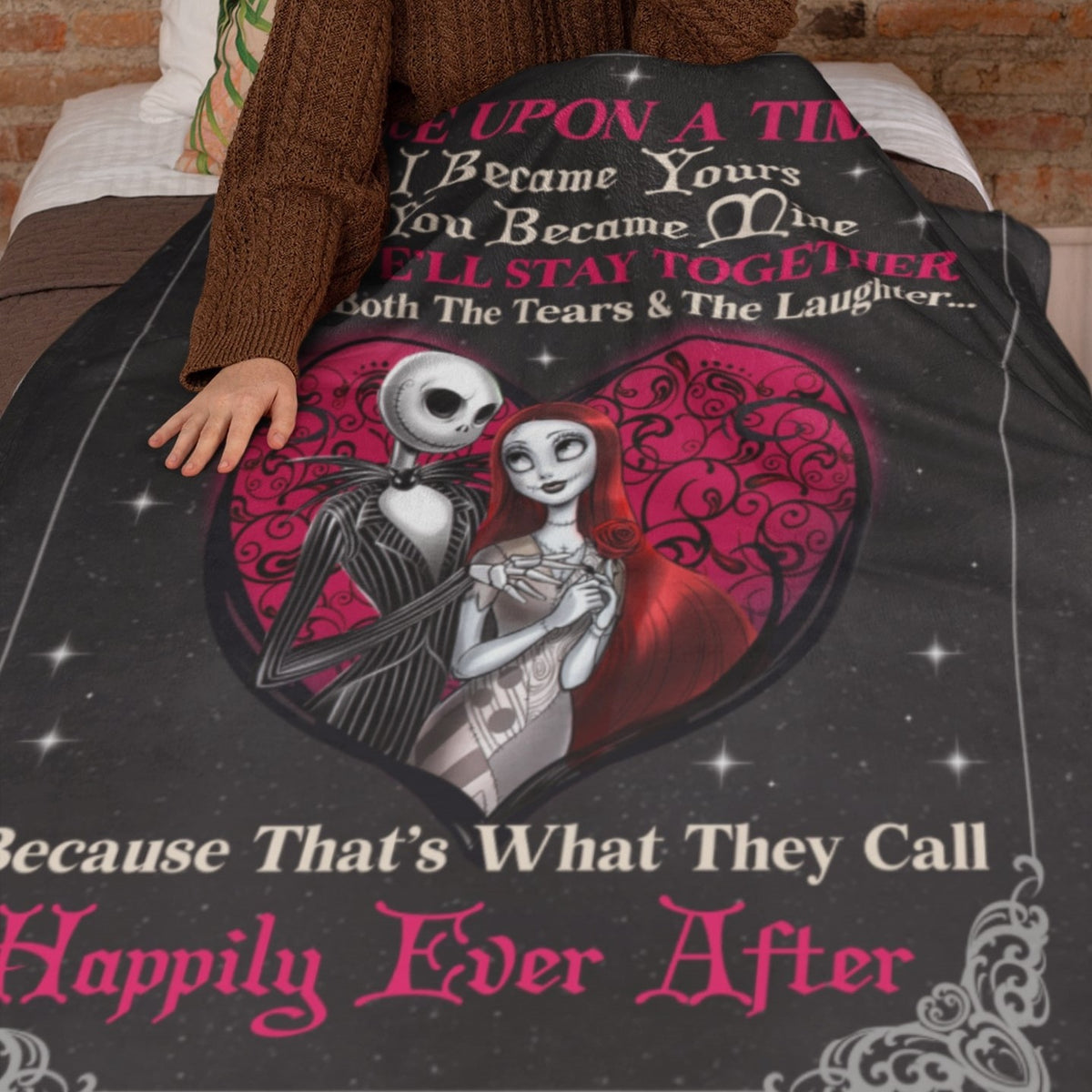 Once Upon A Time I Became Yours and You Became Mine Jack & Sally Halloween Couple Throw Blanket – Nightmare Before Christmas Blanket