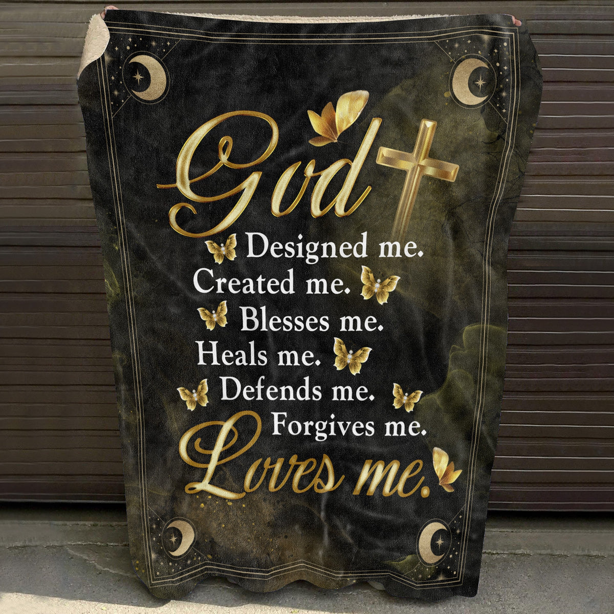 God Designed Me Created Me Blesses Me Heals Me Defends Me Forgives Me Loves Me Fleece Blanket – Religious Mink Blanket – Woven Blanket