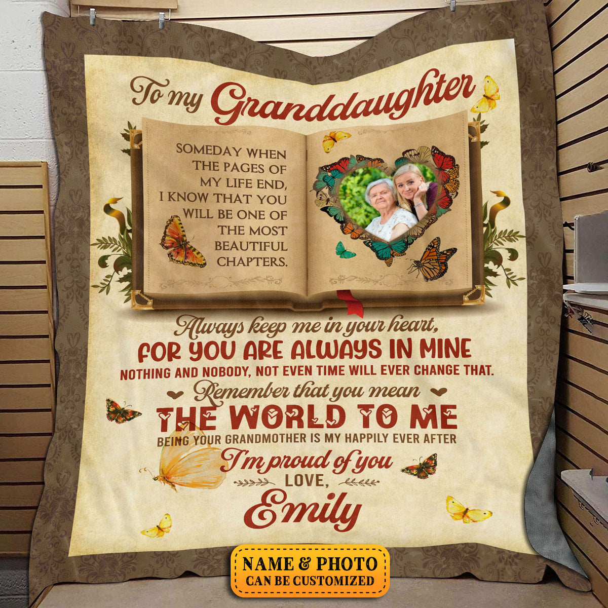 Custom Photo To Granddaughters Someday When My Life End Keep Me in Your Heart Fleece Blanket – Mink Blanket – Woven Blanket