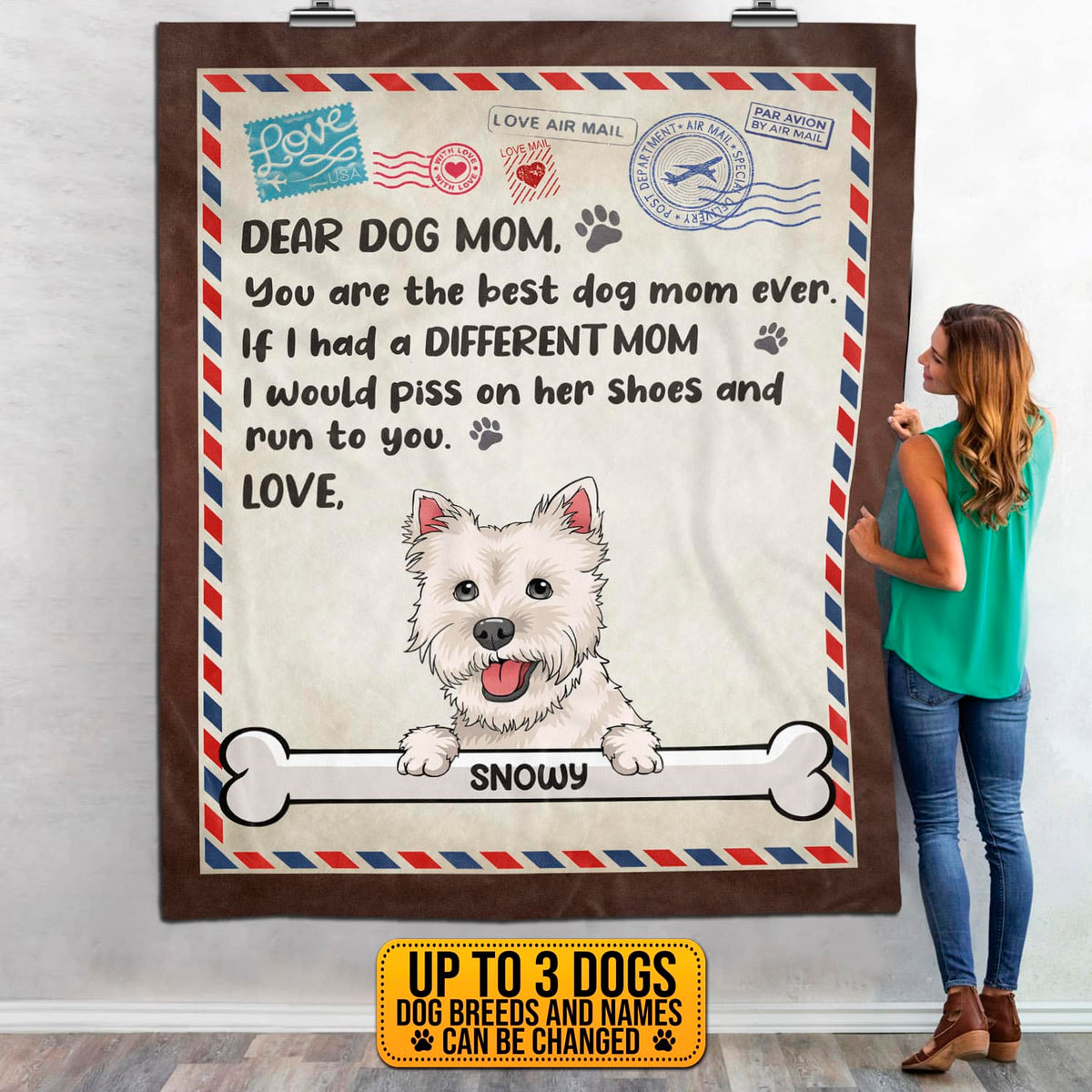 Personalized Dog Breeds Dear Dog Mom You Are The Best Dog Mom Ever Fleece Blanket – Sherpa Blanket – Woven Blanket