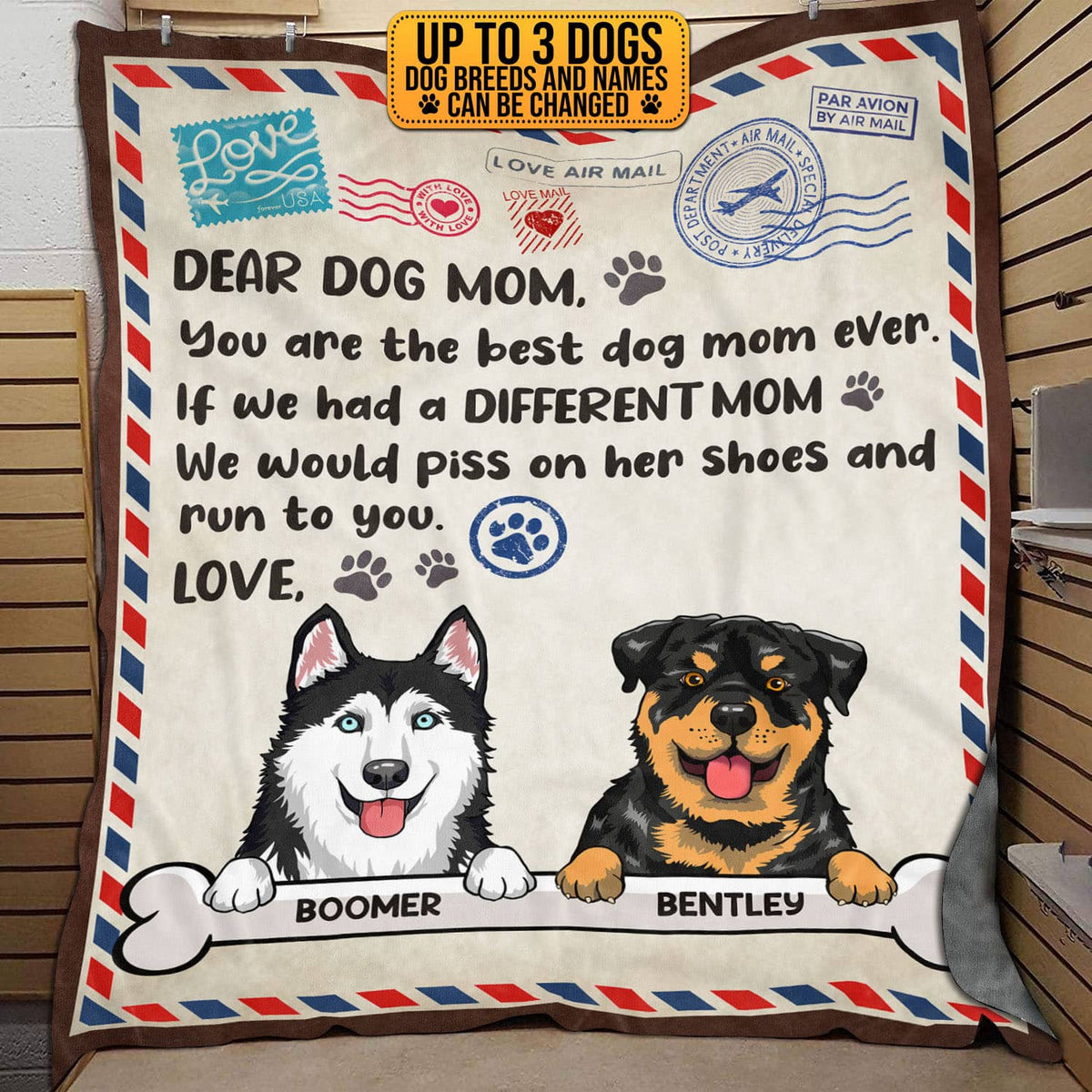 Personalized Dog Breeds Dear Dog Mom You Are The Best Dog Mom Ever Fleece Blanket – Sherpa Blanket – Woven Blanket