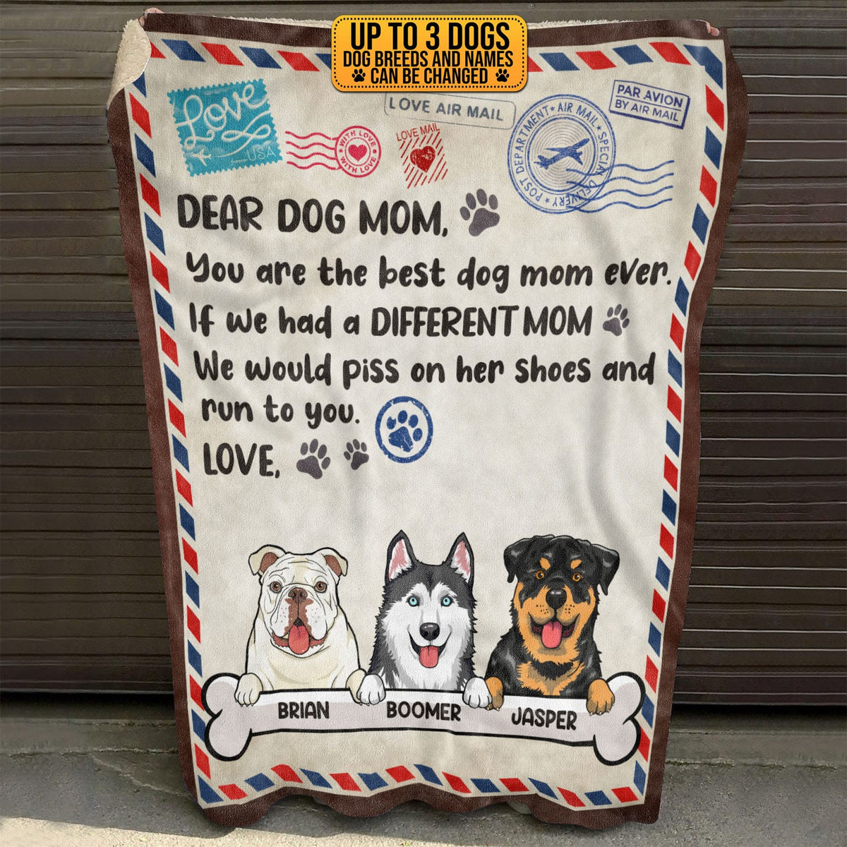 Personalized Dog Breeds Dear Dog Mom You Are The Best Dog Mom Ever Fleece Blanket – Sherpa Blanket – Woven Blanket