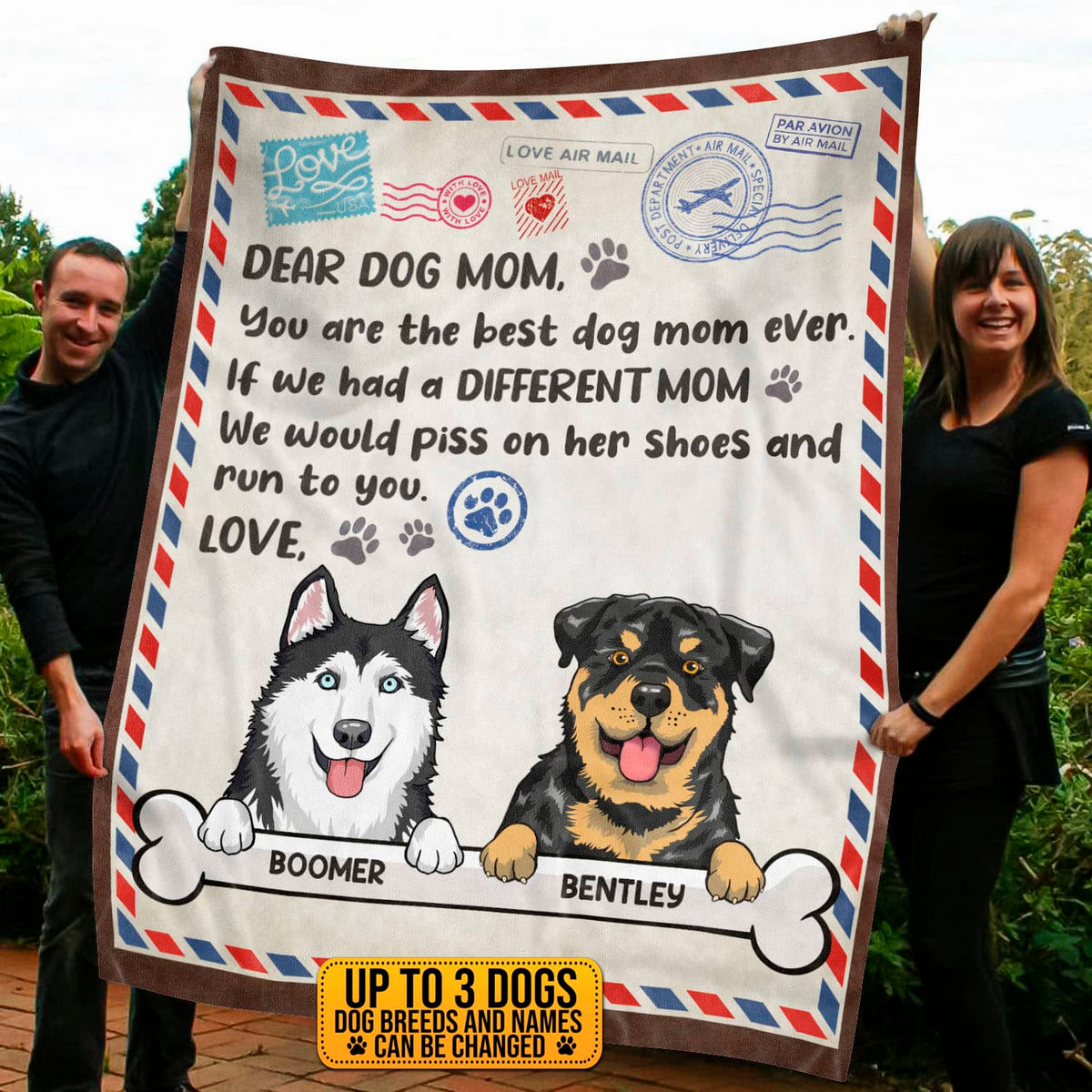 Personalized Dog Breeds Dear Dog Mom You Are The Best Dog Mom Ever Fleece Blanket – Sherpa Blanket – Woven Blanket
