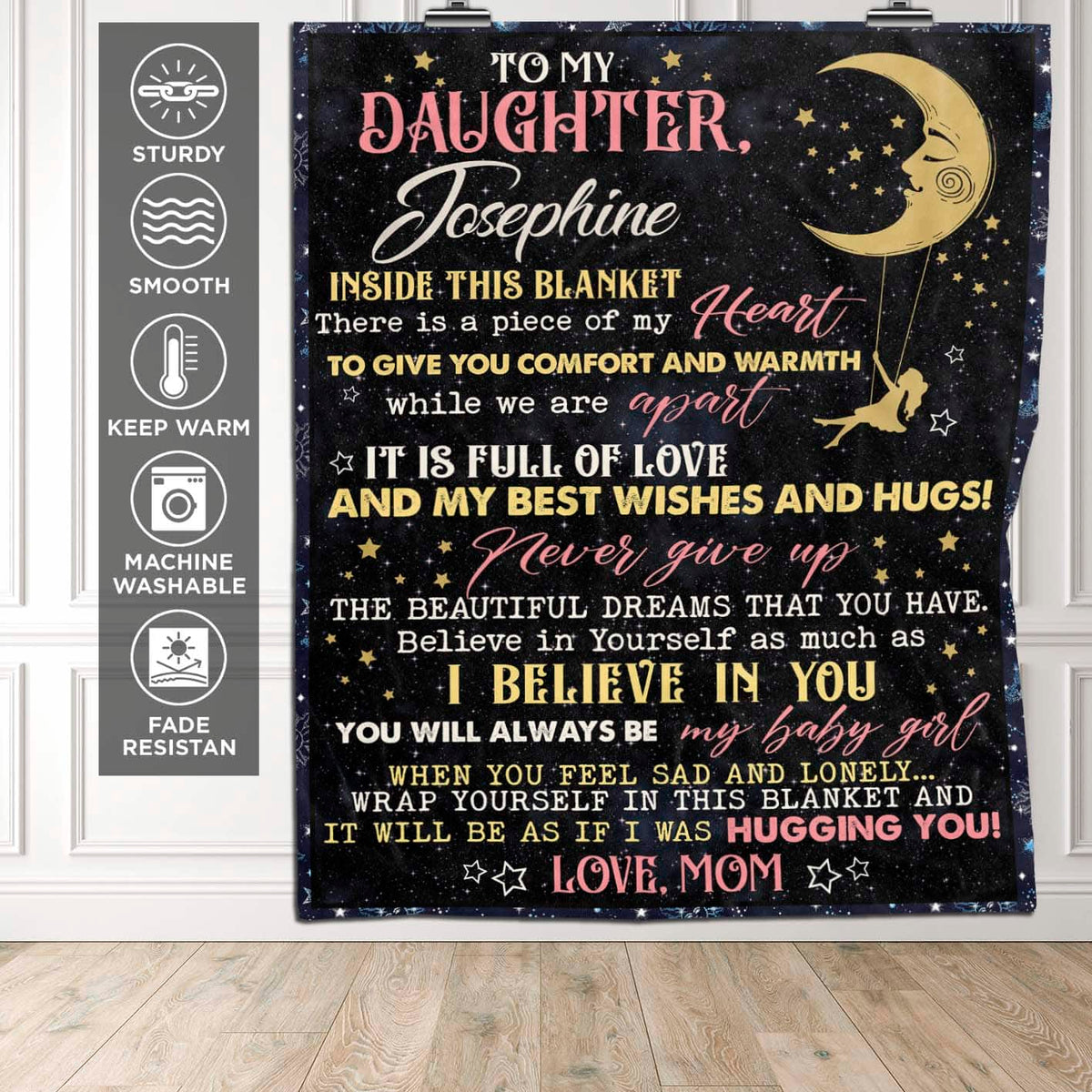 Personalized From Mom To My Daughter Inside This Blanket There Is A Piece Of My Heart Fleece Blanket – Baby Blanket for Daughter