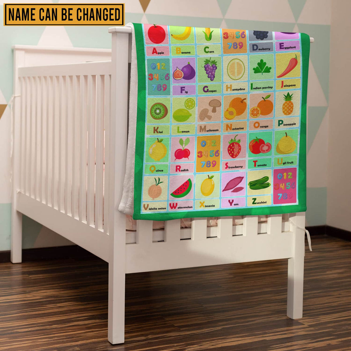 Personalized Alphabet Baby Soft Fleece Blanket – Custom Blanket for Newborns, Babies, Nursery – ABC Baby Blanket