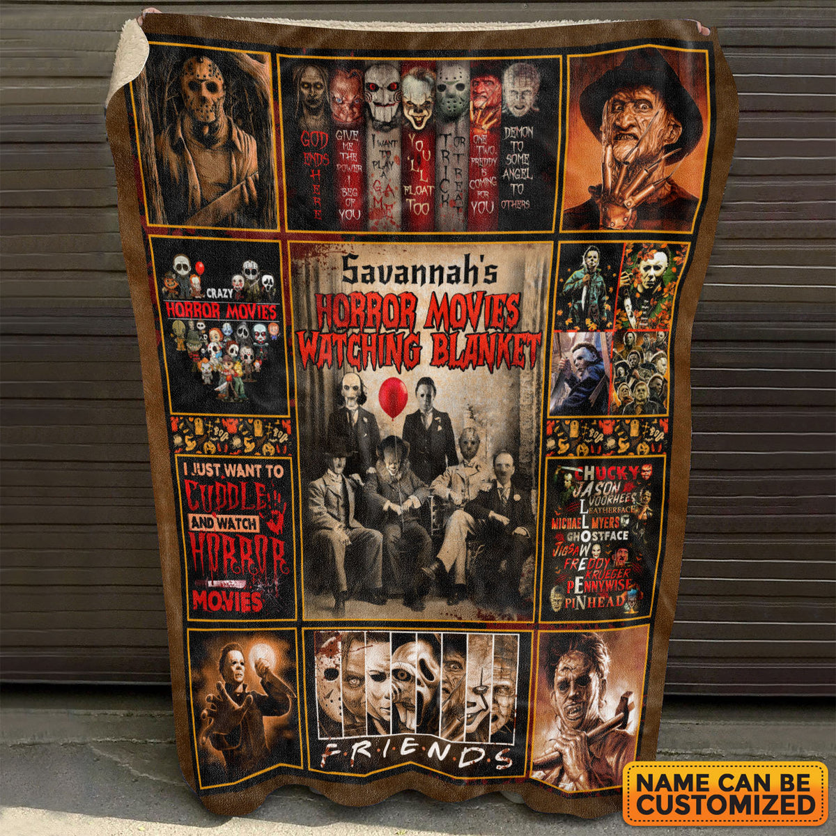 Custom Name Horror Movies Watching Blanket Halloween Fleece Blanket – Sherpa Blanket – Woven Blanket