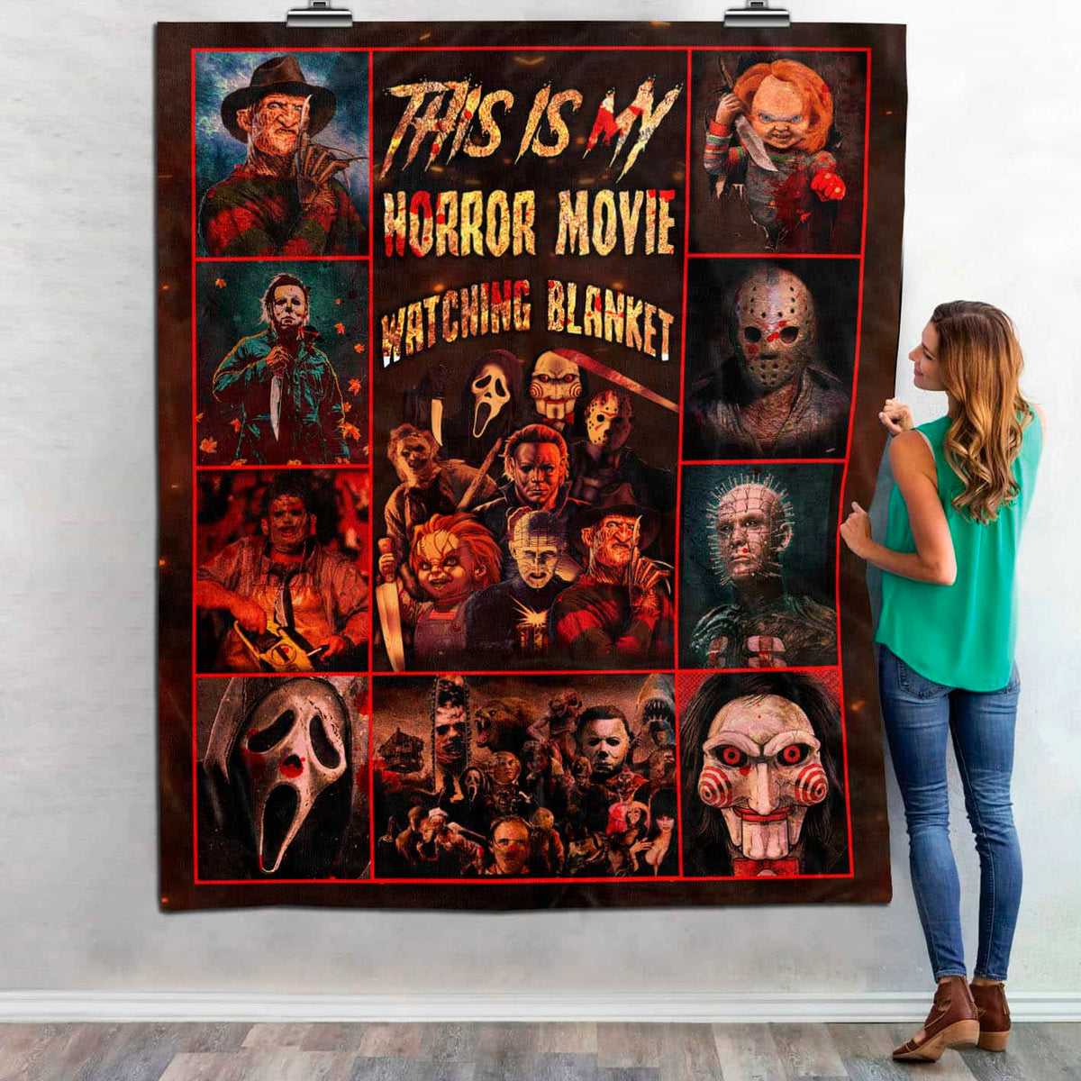 This Is My Horror Movie Watching Blanket Halloween Fleece Blanket – Sherpa Blanket – Woven Blanket