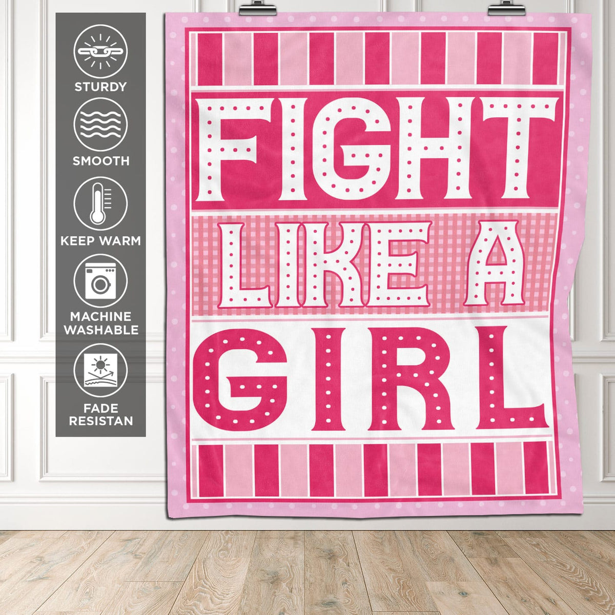 Fight Like A Girl Breast Cancer Awareness Fleece Blanket – Pink Premium Sherpa Blanket