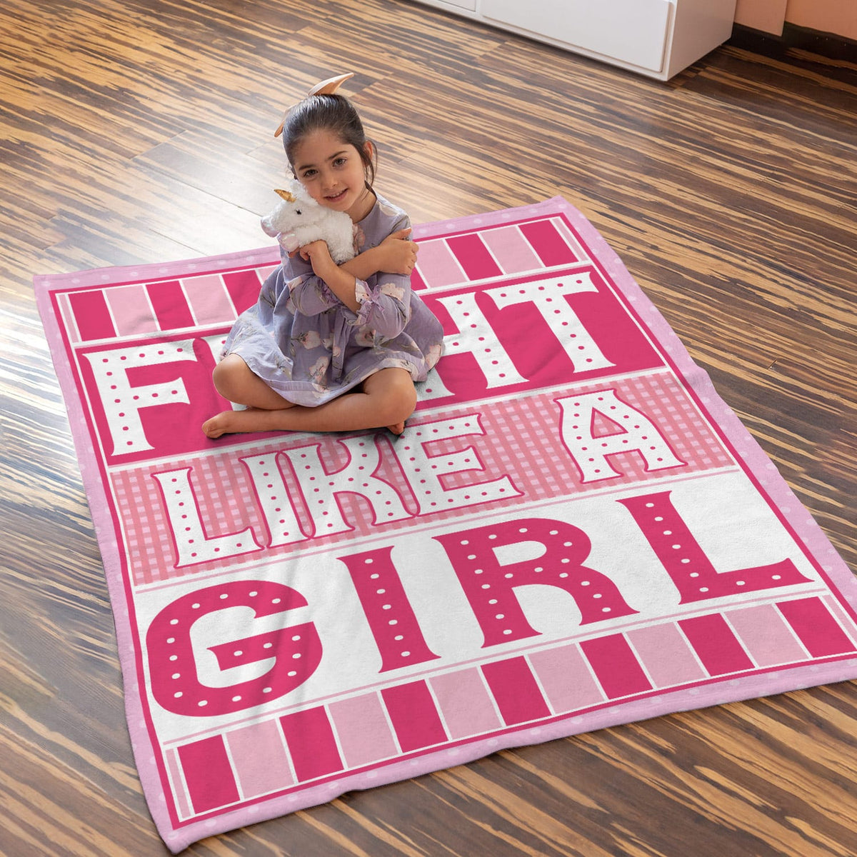 Fight Like A Girl Breast Cancer Awareness Fleece Blanket – Pink Premium Sherpa Blanket