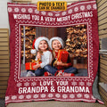 Personalized Photo Wishing You A Very Merry Christmas Fleece Blanket – Sherpa Blanket – Custom Christmas Blanket Gifts