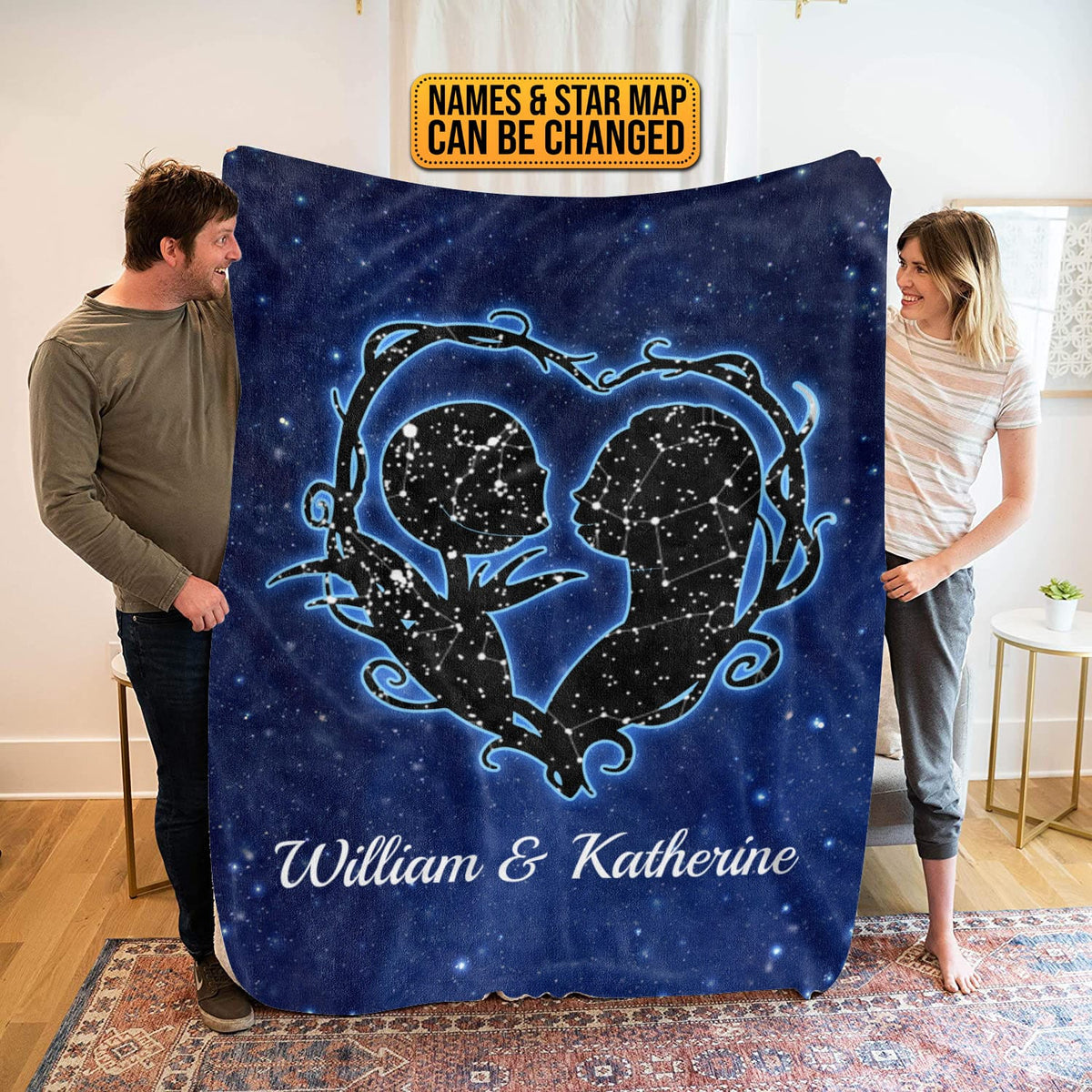 Personalized Starmap Nightmare Before Christmas Blanket – Jack and Sally Star Map Throw Blanket