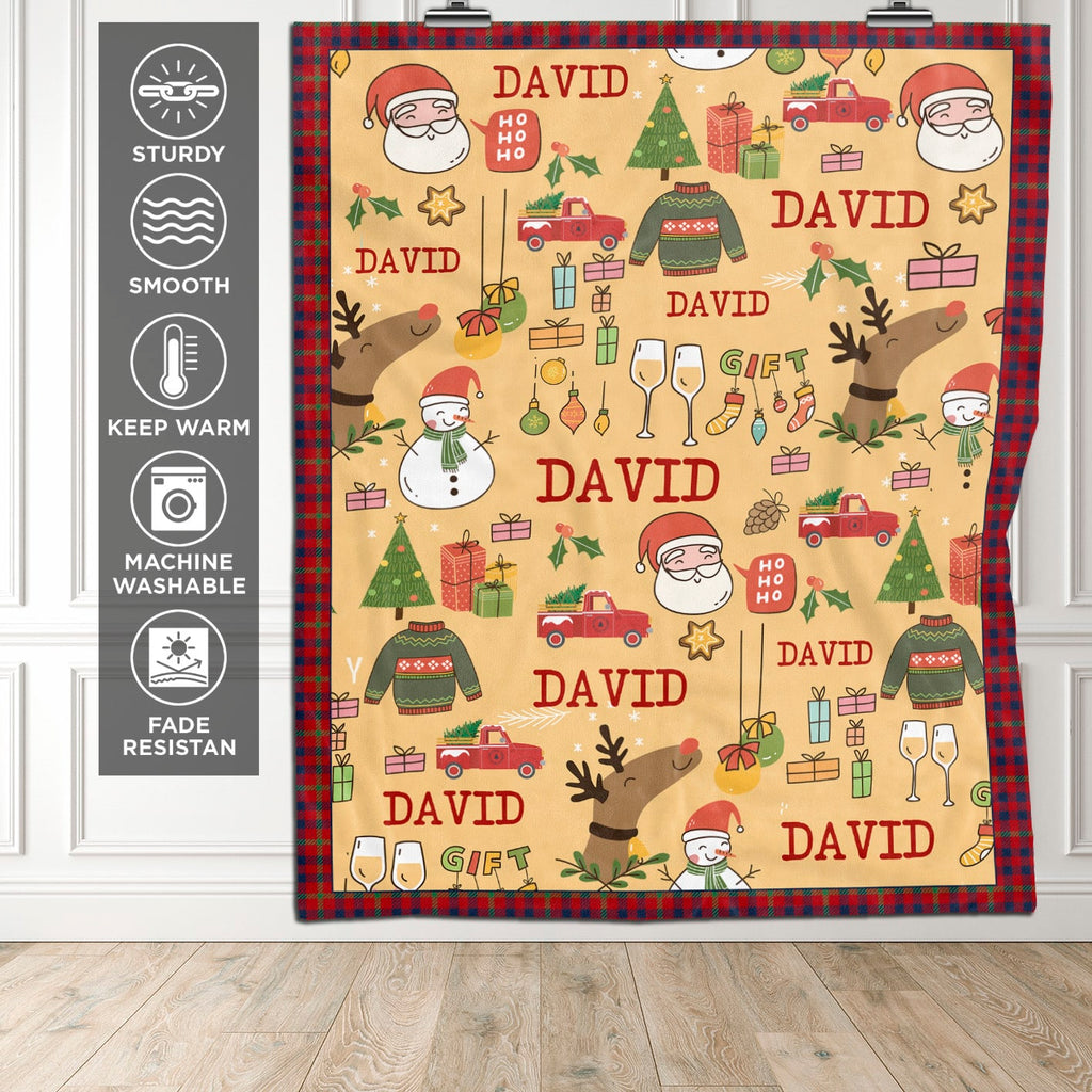 Personalized Baby Name Christmas Fleece Blanket – Custom Random Name Christmas Blanket