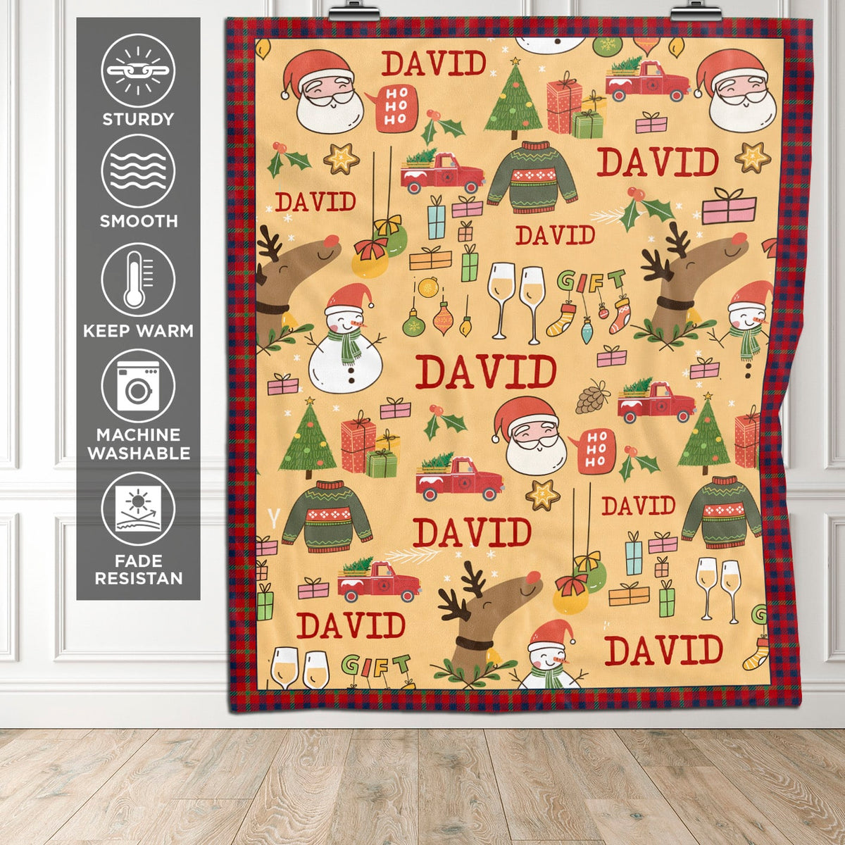 Personalized Baby Name Christmas Fleece Blanket – Custom Random Name Christmas Blanket