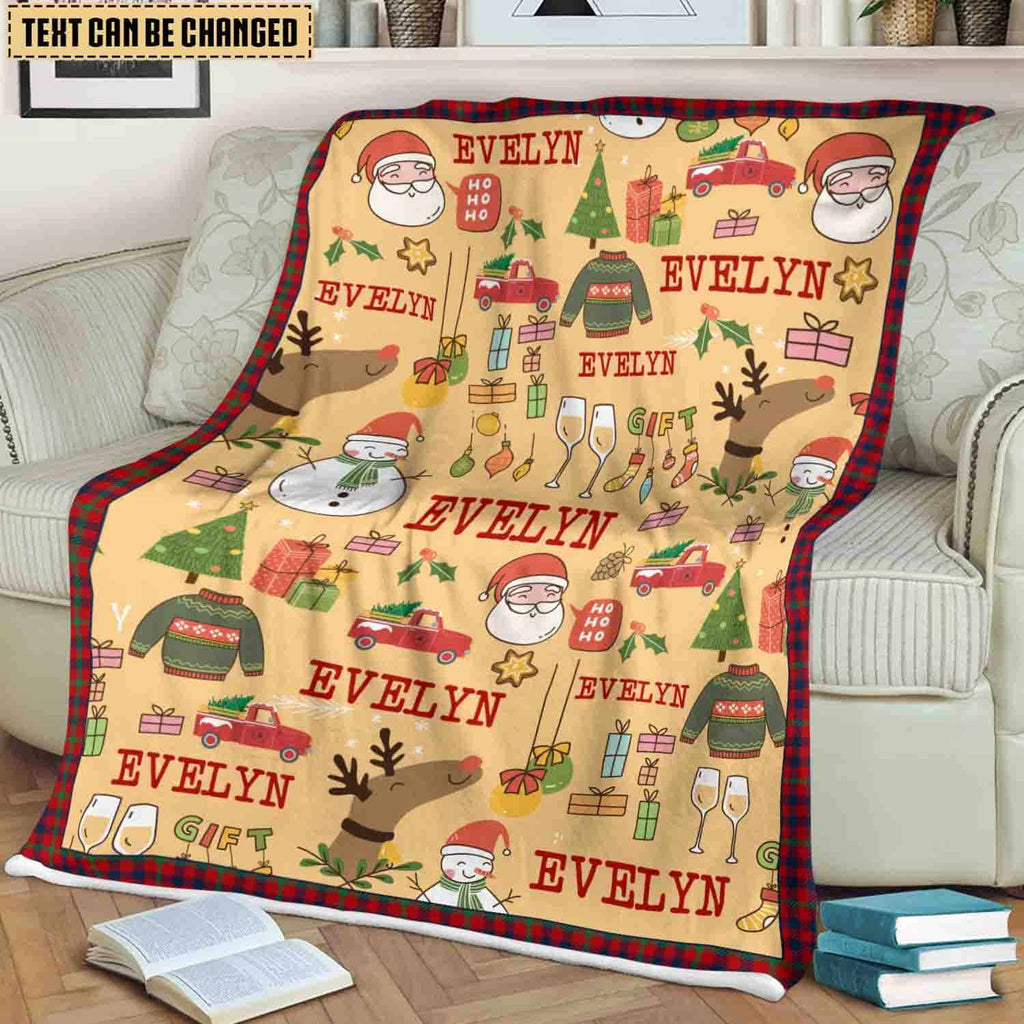 Personalized Baby Name Christmas Fleece Blanket – Custom Random Name Christmas Blanket