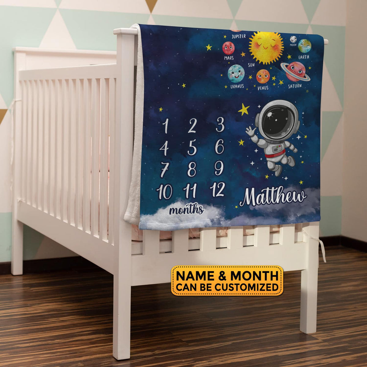 Personalized Universe Galaxy Baby Monthly Milestone Blanket Newborn Boy Girl Unisex Neutral – Universe Blanket for Newborn