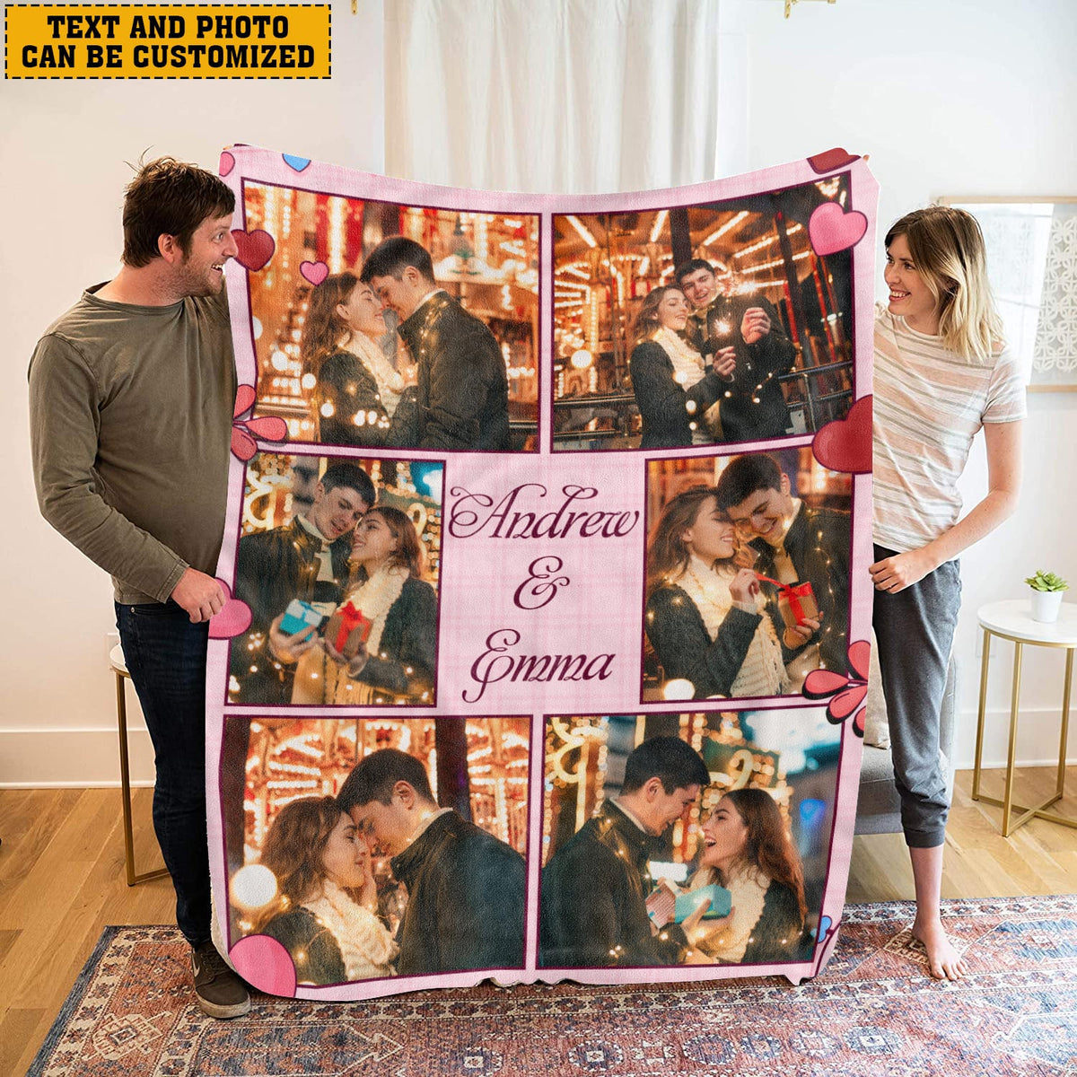 Personalized Photo Blankets for Couples Valentines Day Gift – Custom Picture Throw Blanket Girlfriend Her Birthday Anniversay Ideas