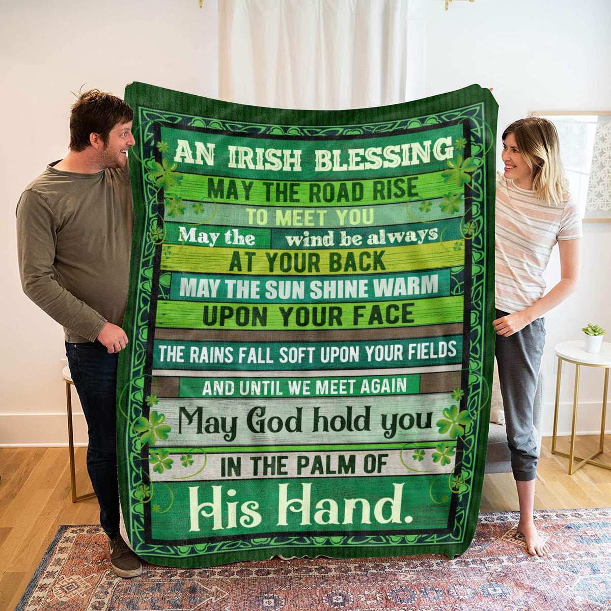 An Irish Blessing May The Road Rise St Patrick Day Green Throw Blanket – Irish Blessing Gifts