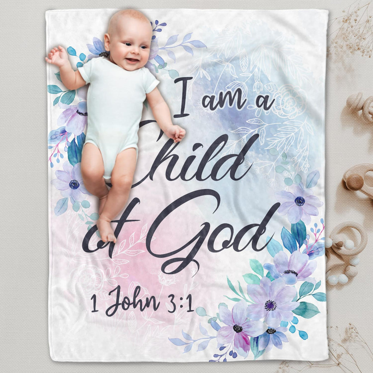 I Am A Child of God John 3: 1 Bible Verse Throw Blanket – Baby Blanket – Christian Fleece Blanket