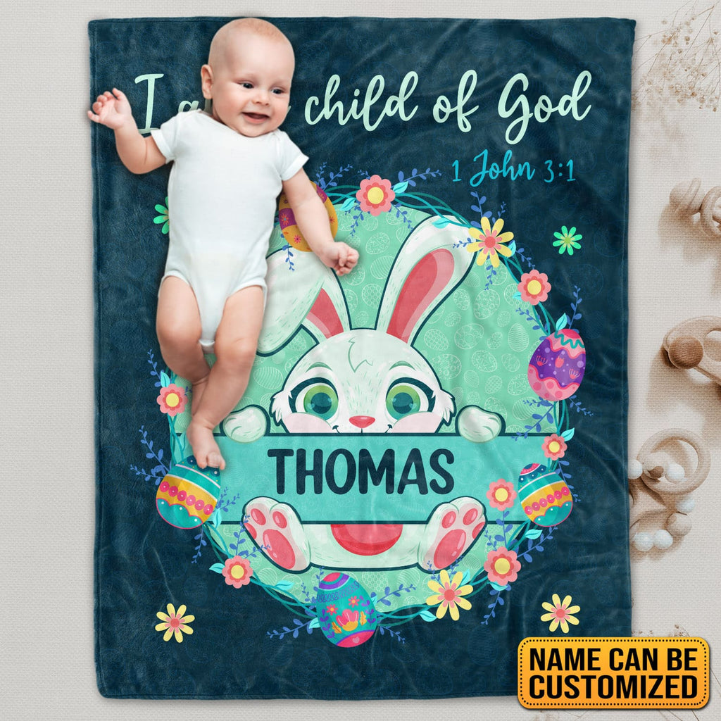 Personalized Baby Blanket with Name I Am A Child of God – Custom Baby Blankets for Boys Girls
