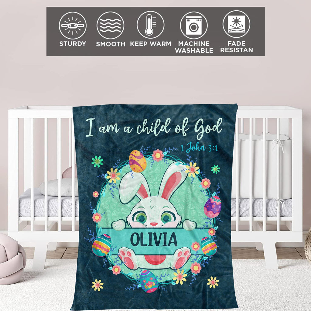 Personalized Baby Blanket with Name I Am A Child of God – Custom Baby Blankets for Boys Girls