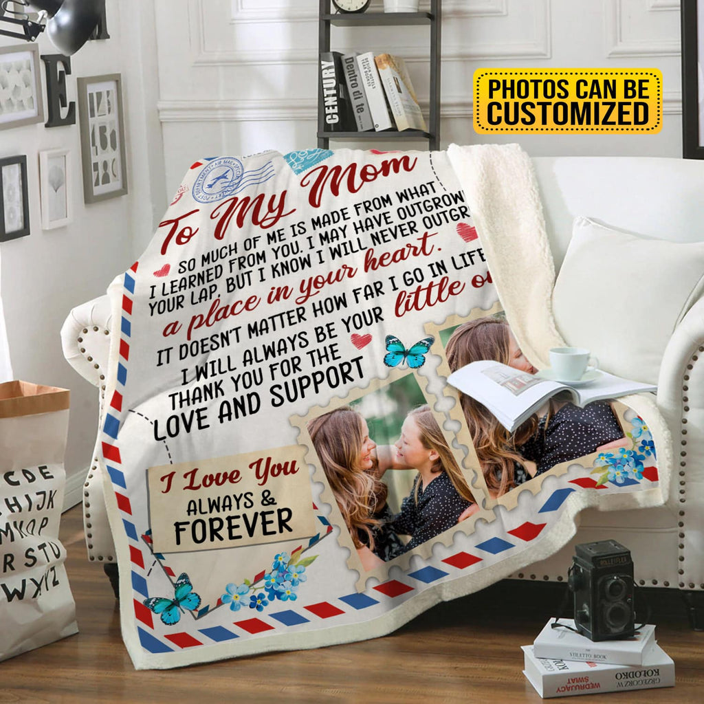 To My Mom Mail Personalized Throw Blanket – Gifts for Mom from Daughter Son – Custom Photo Mom Air Mail Blanket
