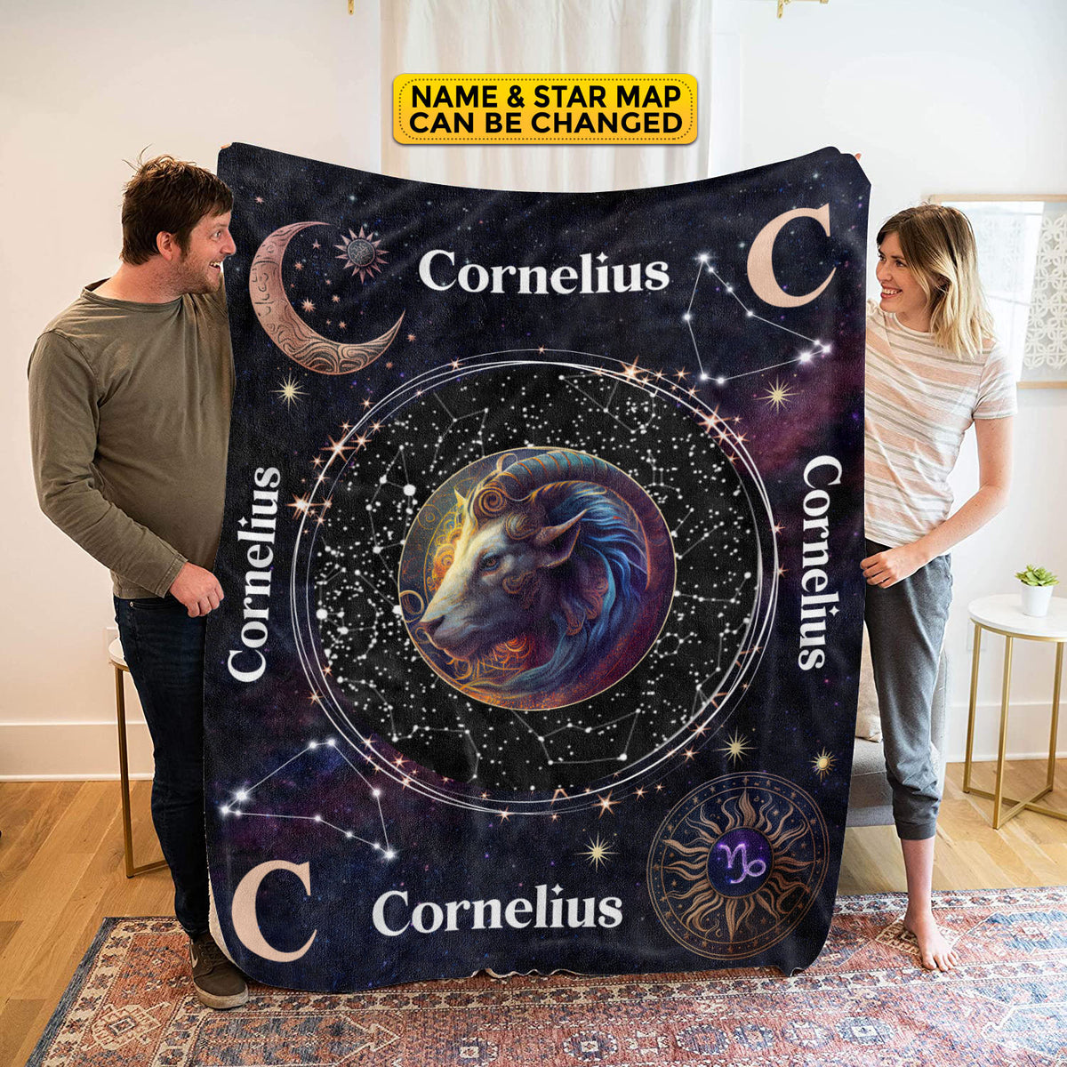 Personalized Capricorn Star Map Flannel Constellations Blanket Warm & Soft – 12 Horoscope Astrology Throw Blankets