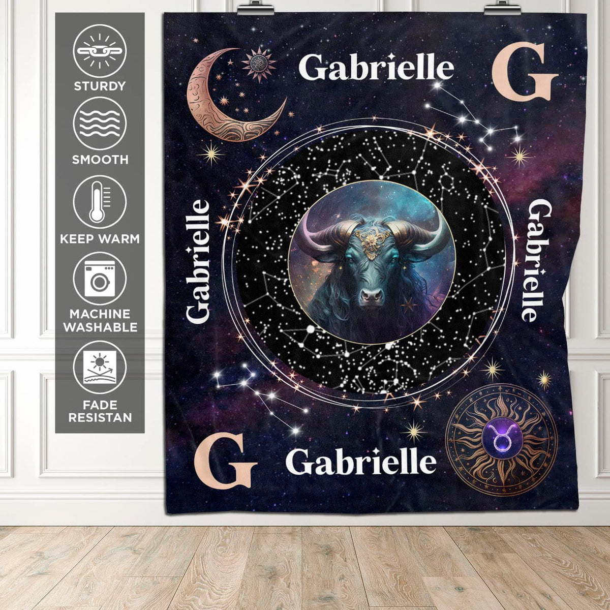 Personalized Taurus Star Map Flannel Constellations Blanket Warm & Soft – 12 Horoscope Astrology Throw Blankets