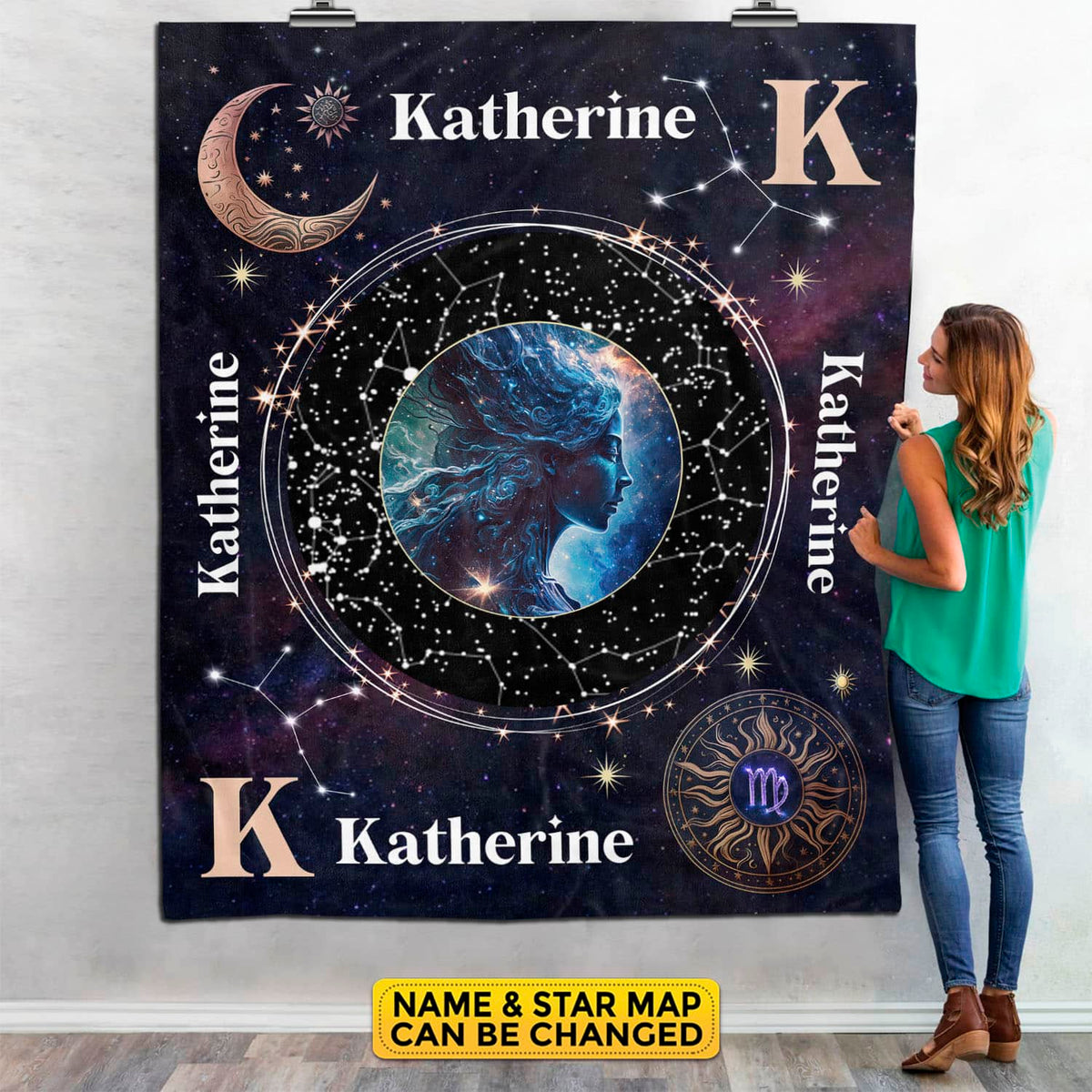 Personalized Virgo Star Map Flannel Constellations Blanket Warm & Soft – 12 Horoscope Astrology Throw Blankets