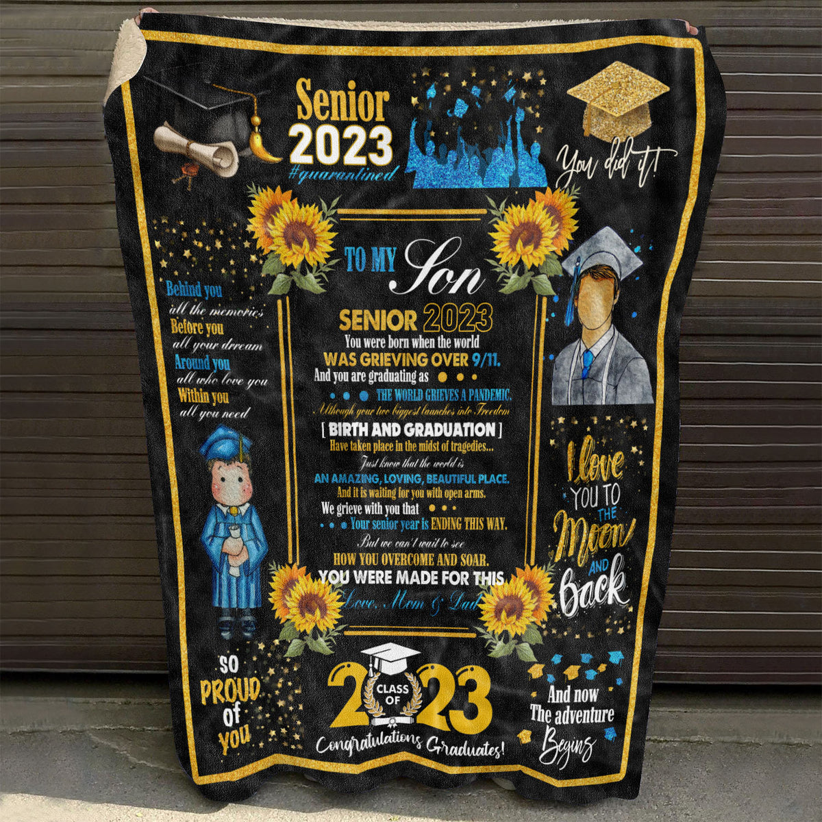 To My Son Senior 2023 You Were Born When The World Was Grieving Graduation 2023 Throw Blanket From Mom Dad
