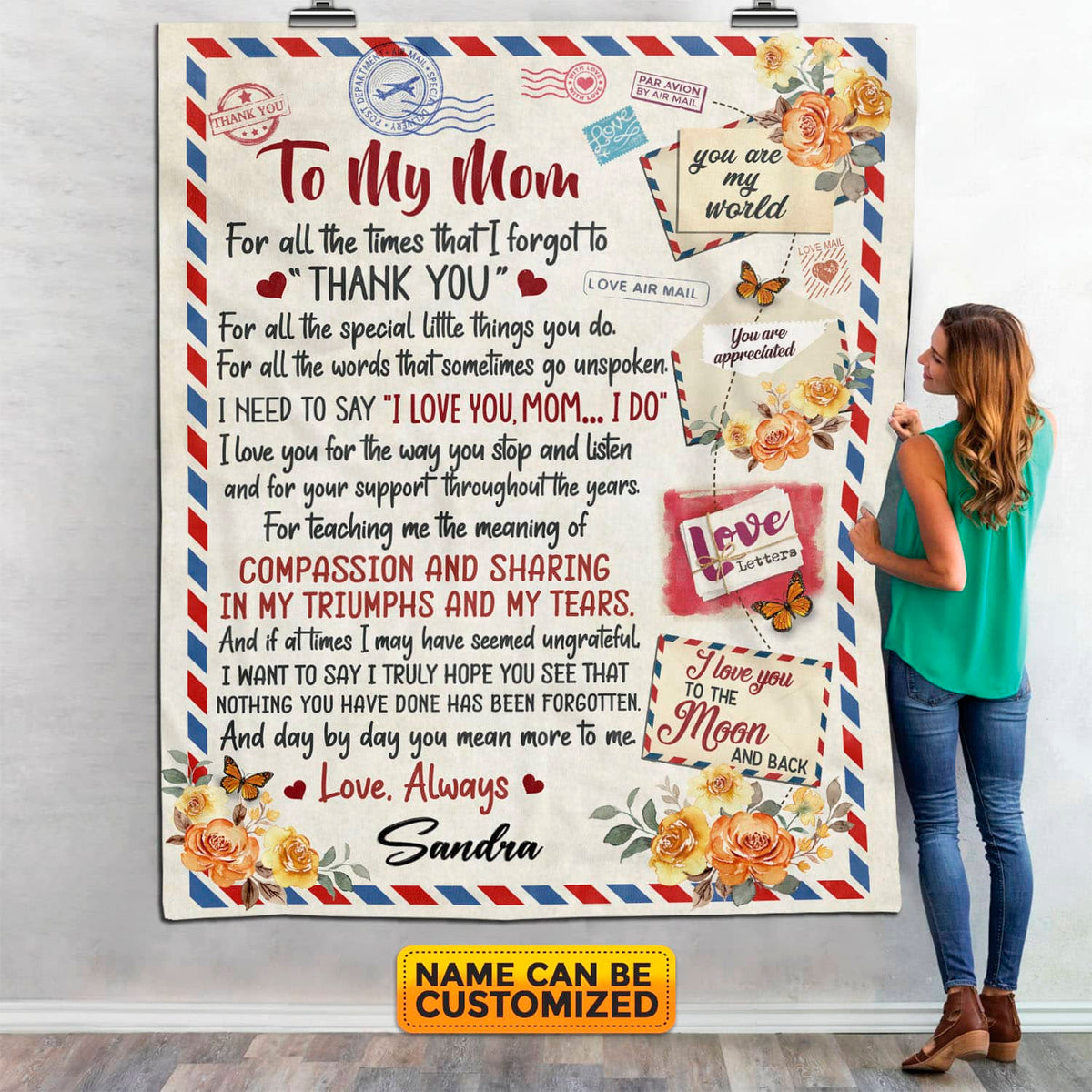 Personalized To My Mom For All The Time That I Forgot Thank You Mail Blanket – Gift for Mom from Son Daughter – Mothers Day Gifts
