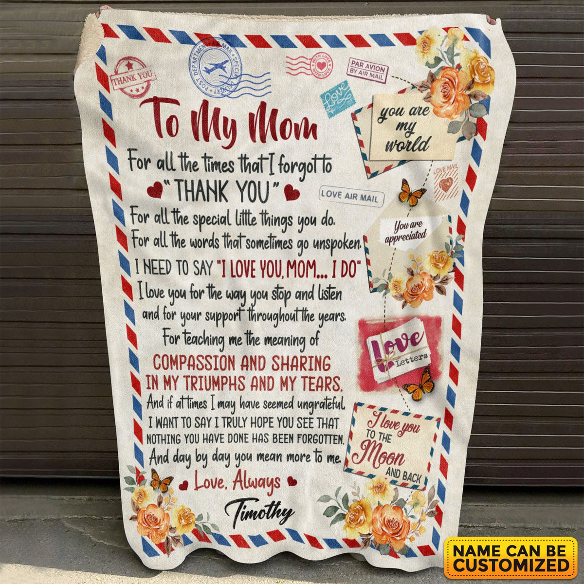 Personalized To My Mom For All The Time That I Forgot Thank You Mail Blanket – Gift for Mom from Son Daughter – Mothers Day Gifts