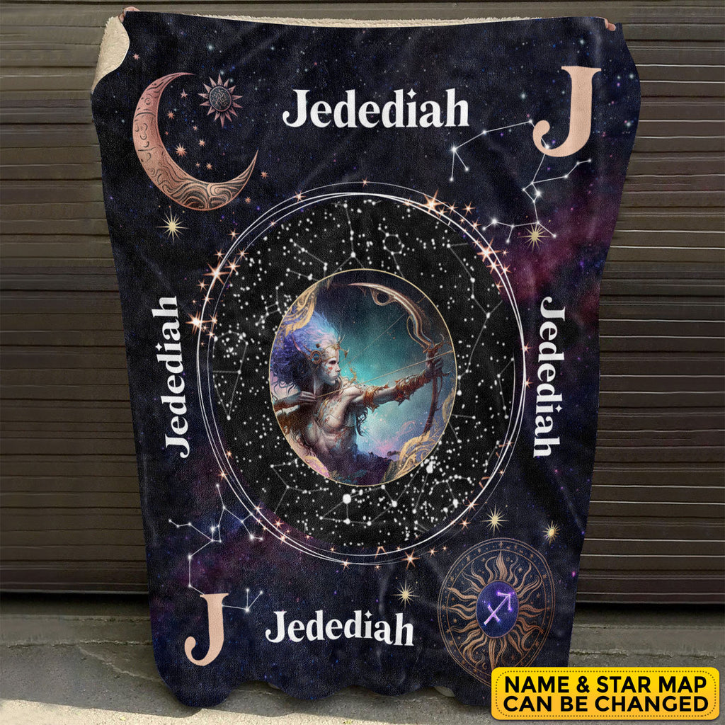 Personalized Sagittarius Star Map Flannel Constellations Blanket Warm & Soft – 12 Horoscope Astrology Throw Blankets