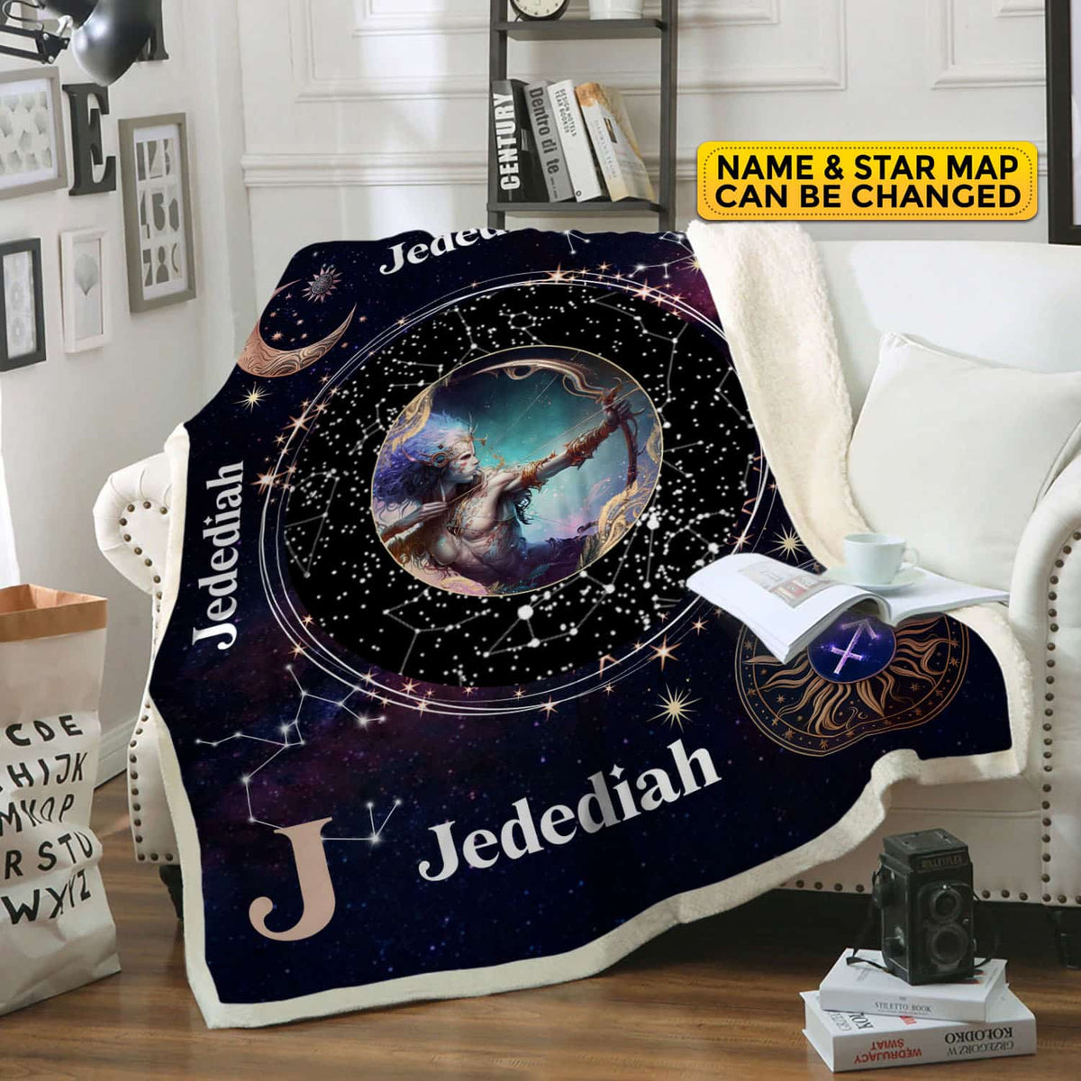 Personalized Sagittarius Star Map Flannel Constellations Blanket Warm & Soft – 12 Horoscope Astrology Throw Blankets