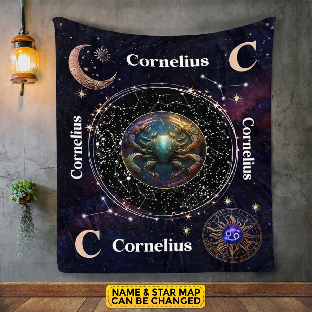 Personalized Cancer Star Map Flannel Constellations Blanket Warm & Soft – 12 Horoscope Astrology Throw Blankets
