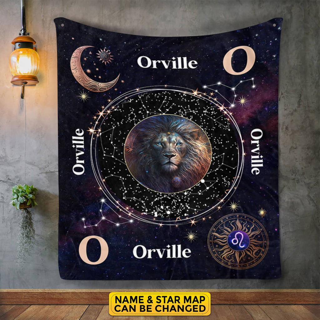 Personalized Leo Star Map Flannel Constellations Blanket Warm & Soft – 12 Horoscope Astrology Throw Blankets