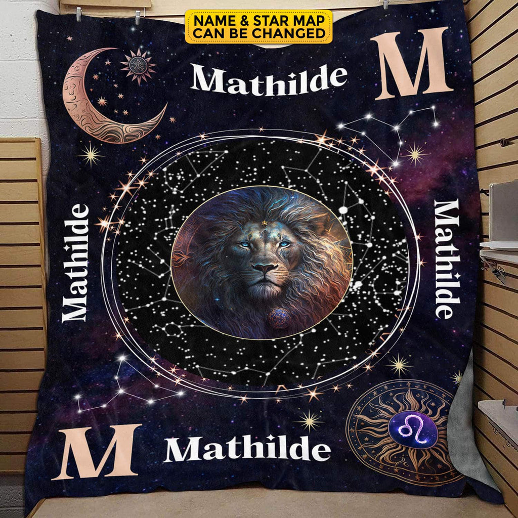 Personalized Leo Star Map Flannel Constellations Blanket Warm & Soft – 12 Horoscope Astrology Throw Blankets