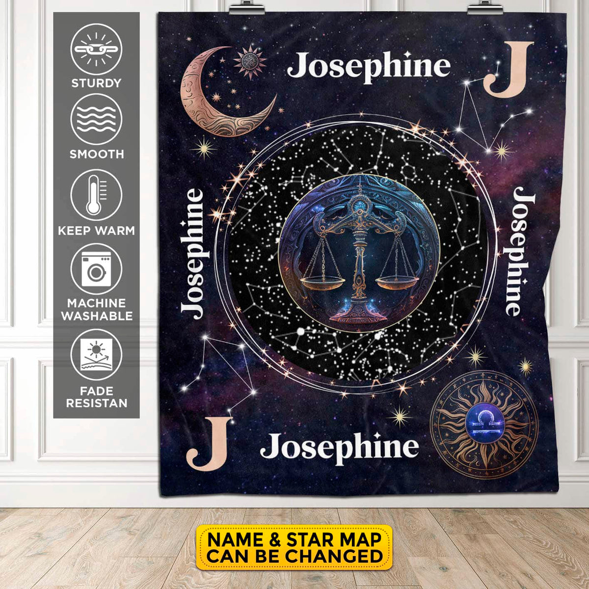 Personalized Libra Star Map Flannel Constellations Blanket Warm & Soft – 12 Horoscope Astrology Throw Blankets