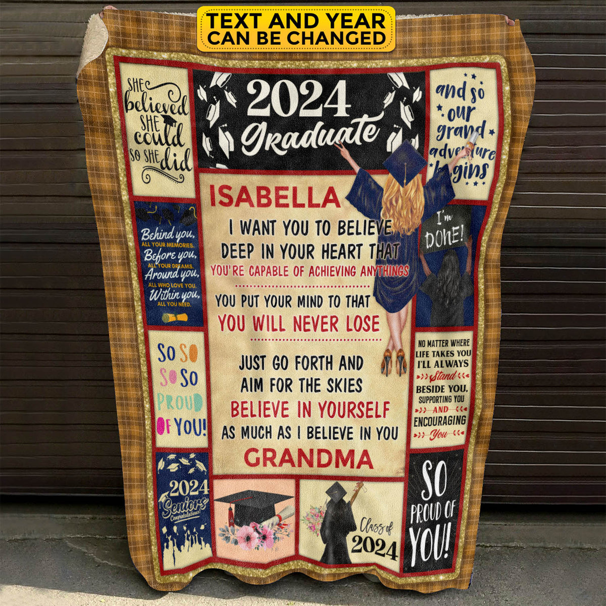 Personalized to My Daughter Senior 2023 2024 So Proud of You Fleece Blanket – Premium Blanket – Woven Blanket