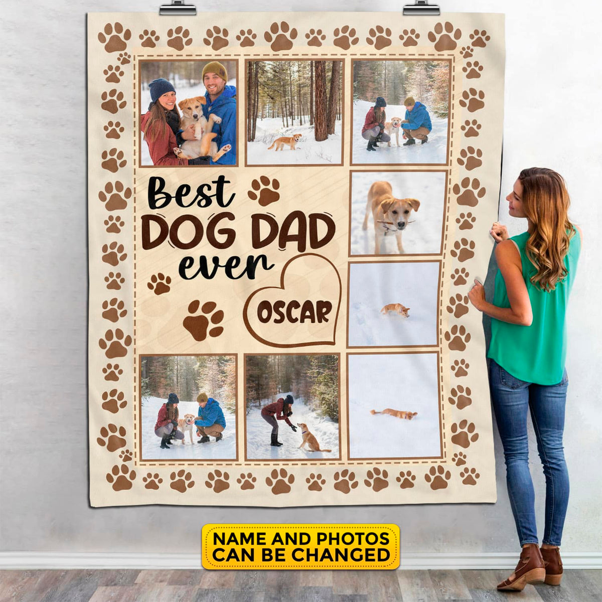 Personalized Best Dog Dad Blanket with Photo – Custom Happy Fathers to Dog Dad Gift