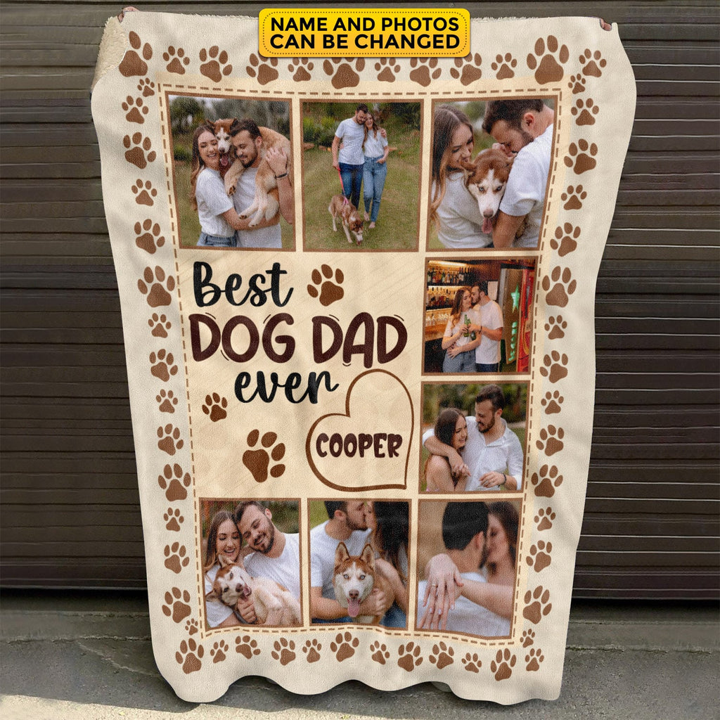 Personalized Best Dog Dad Blanket with Photo – Custom Happy Fathers to Dog Dad Gift