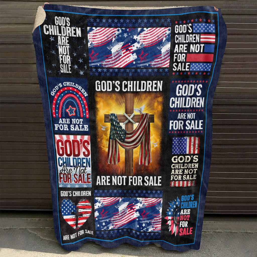 God’s Children Are Not For Sale Cross Christian US Flag Throw Blanket – Fleece Blanket