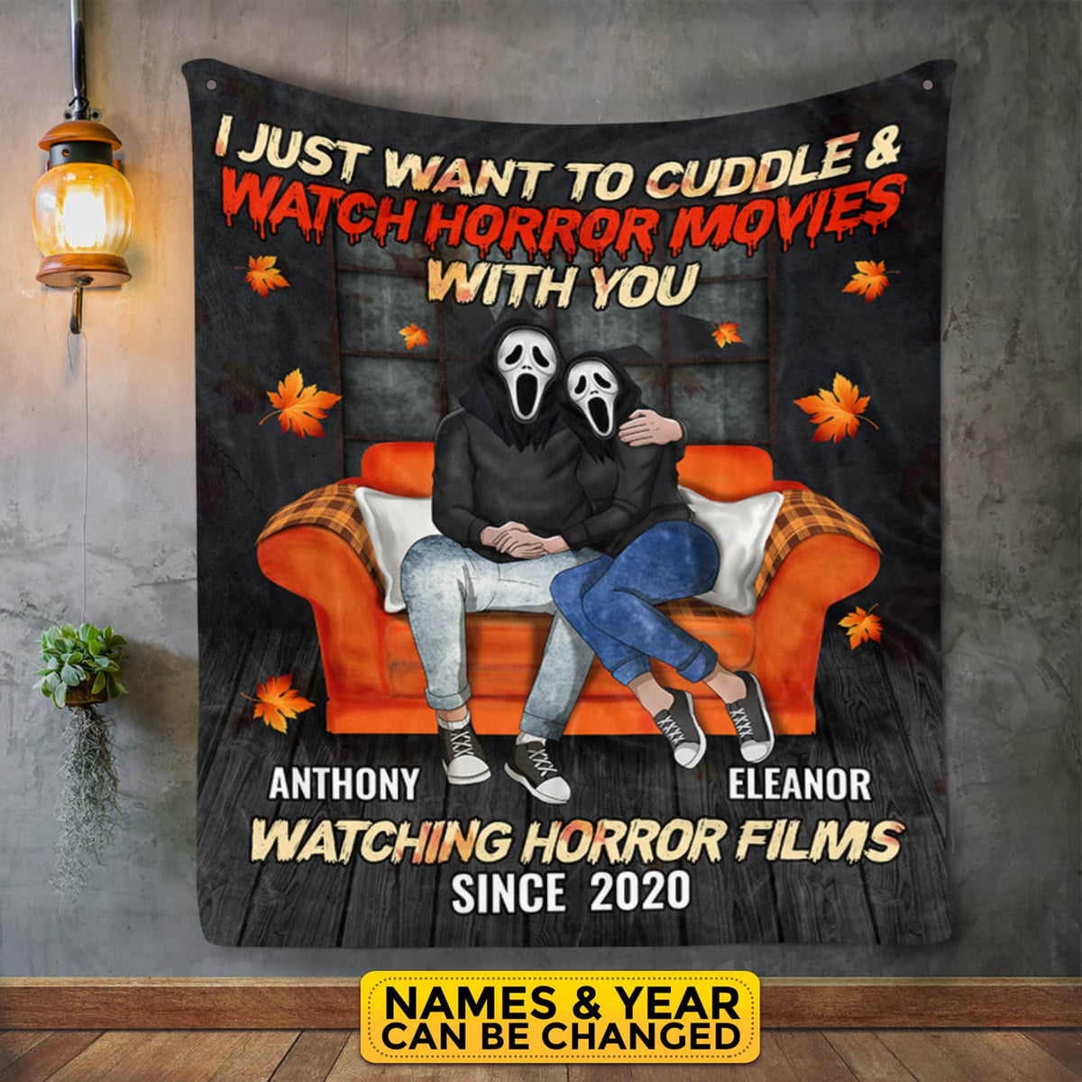 Personalized I Just Want To Cuddle And Watch Horror Movies Halloween Couple Fleece Blanket – Sherpa Blanket