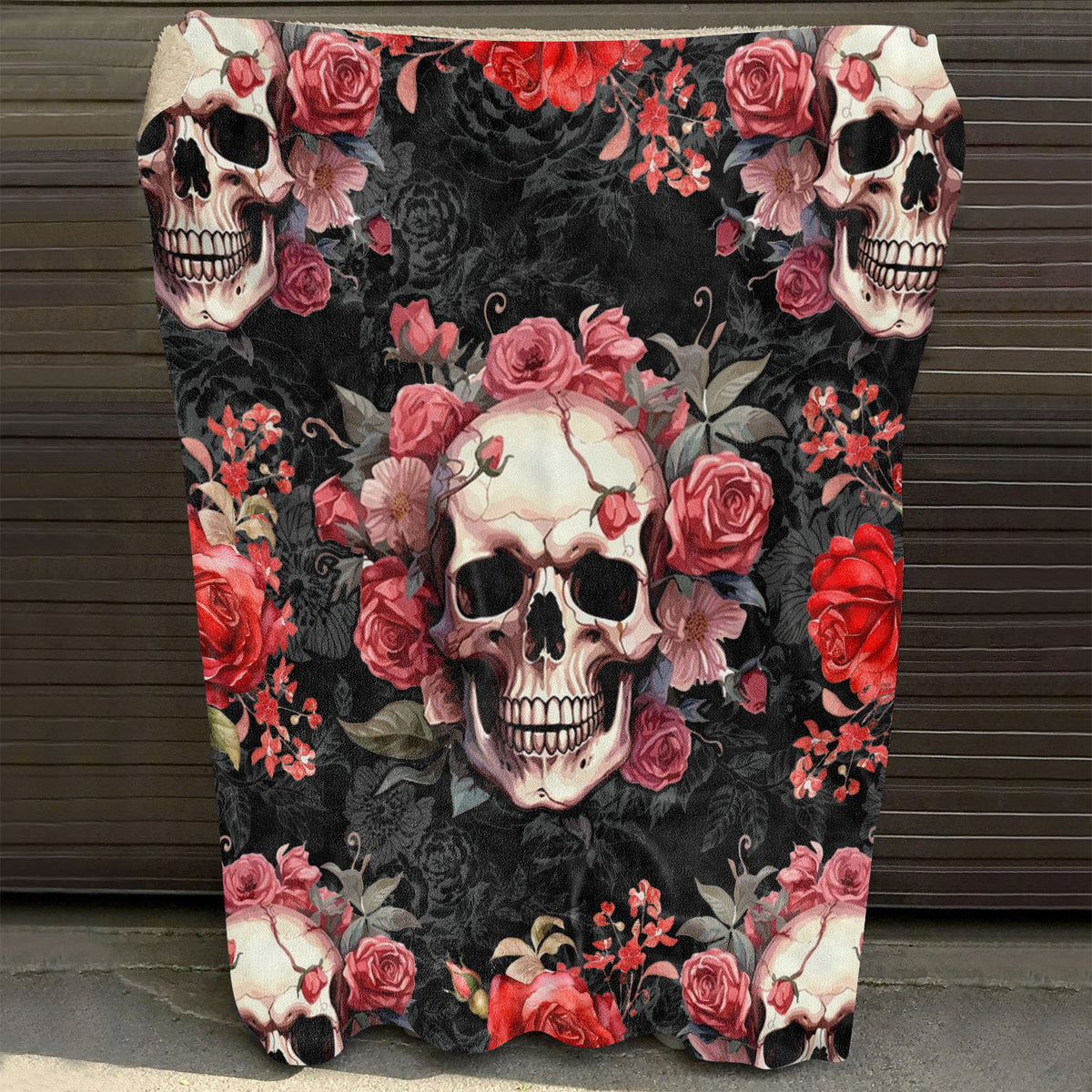 Fleece Bed Blanket Throw Blanket Skull Flower Rose Blanket for Women Girl Skull Plush Blanket for Bed Couch Sofa Chair Office