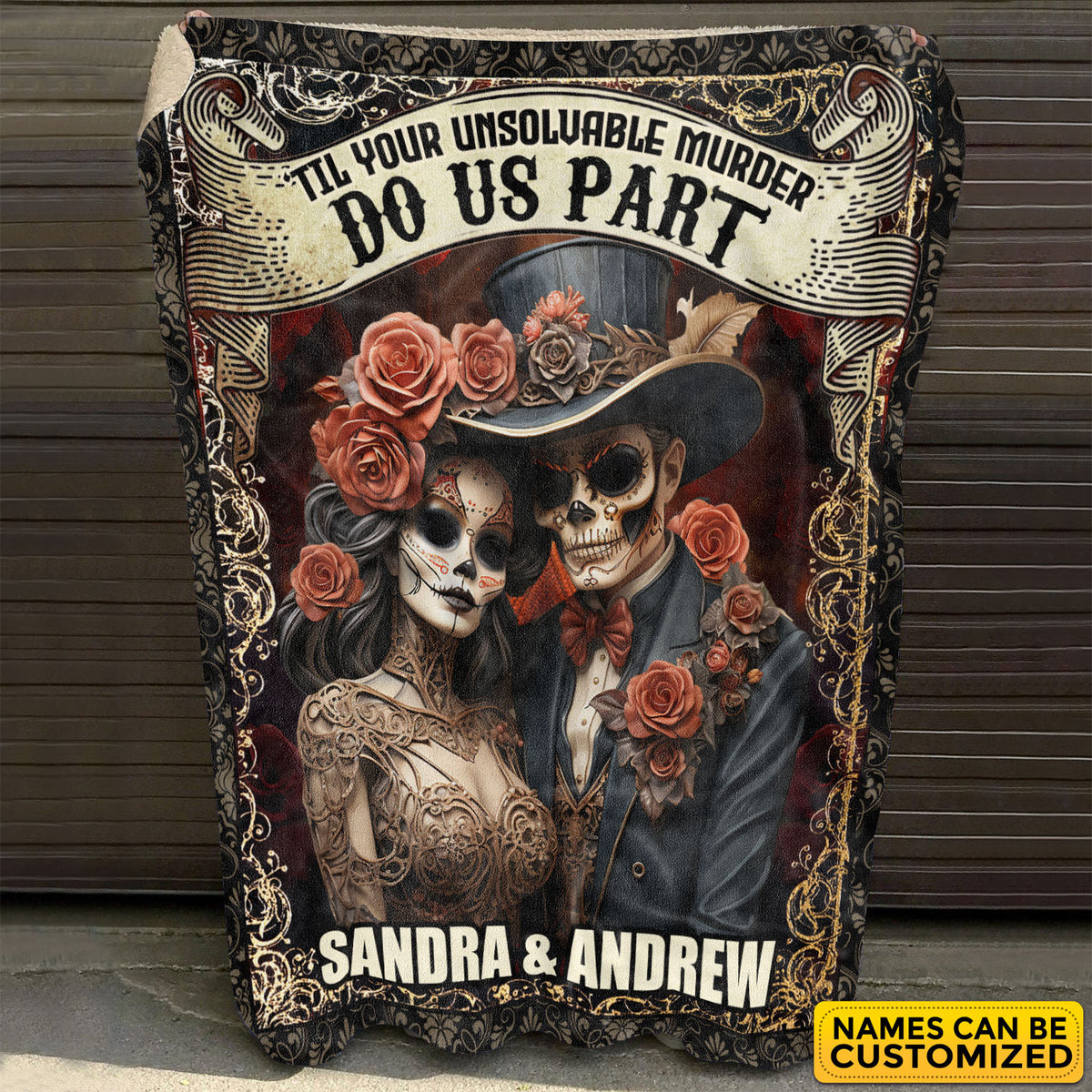 Personalized Til Your Unsolvable Murder Do Us Part Couple Halloween Fleece Blanket – Woven Blanket