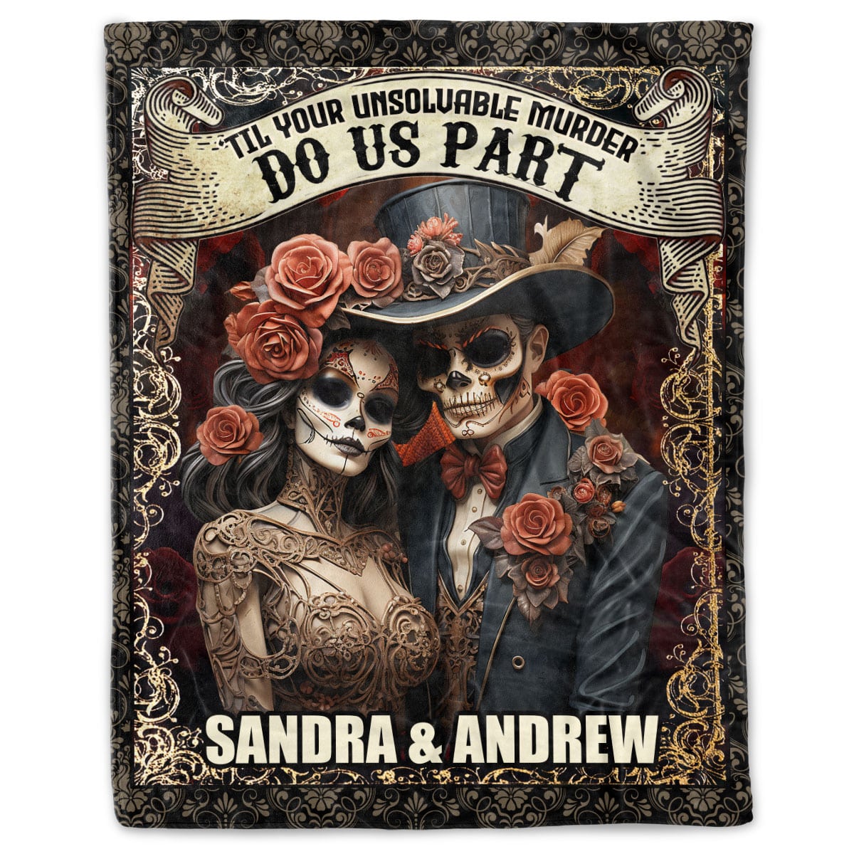Personalized Til Your Unsolvable Murder Do Us Part Couple Halloween Fleece Blanket – Woven Blanket