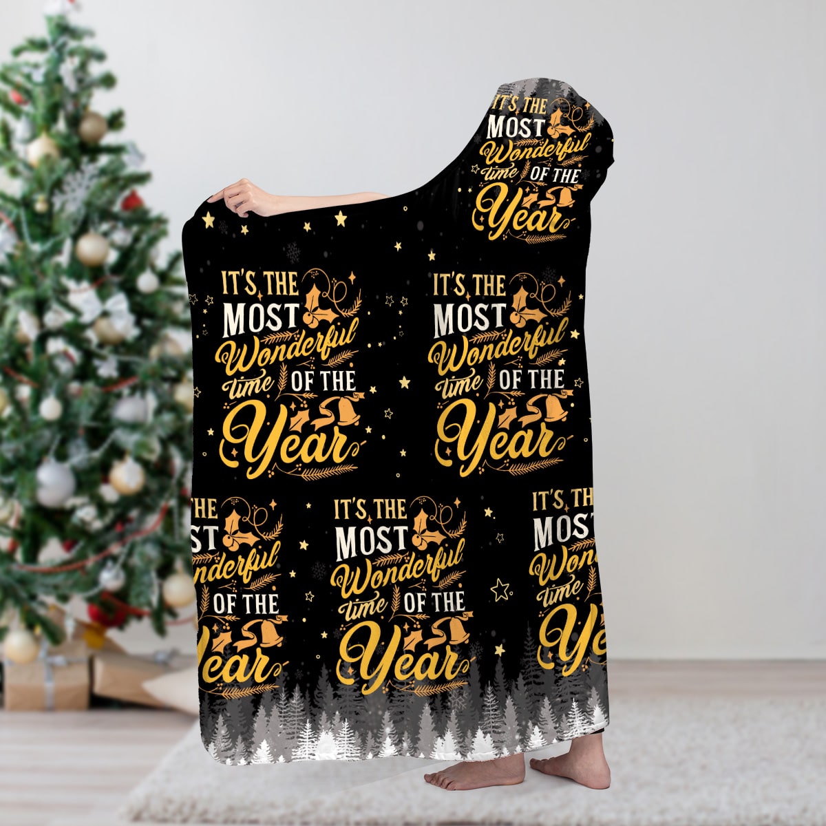 It’s The Most Wonderful Time Of The Year Hooded Blanket – Christmas Blanket With Hat