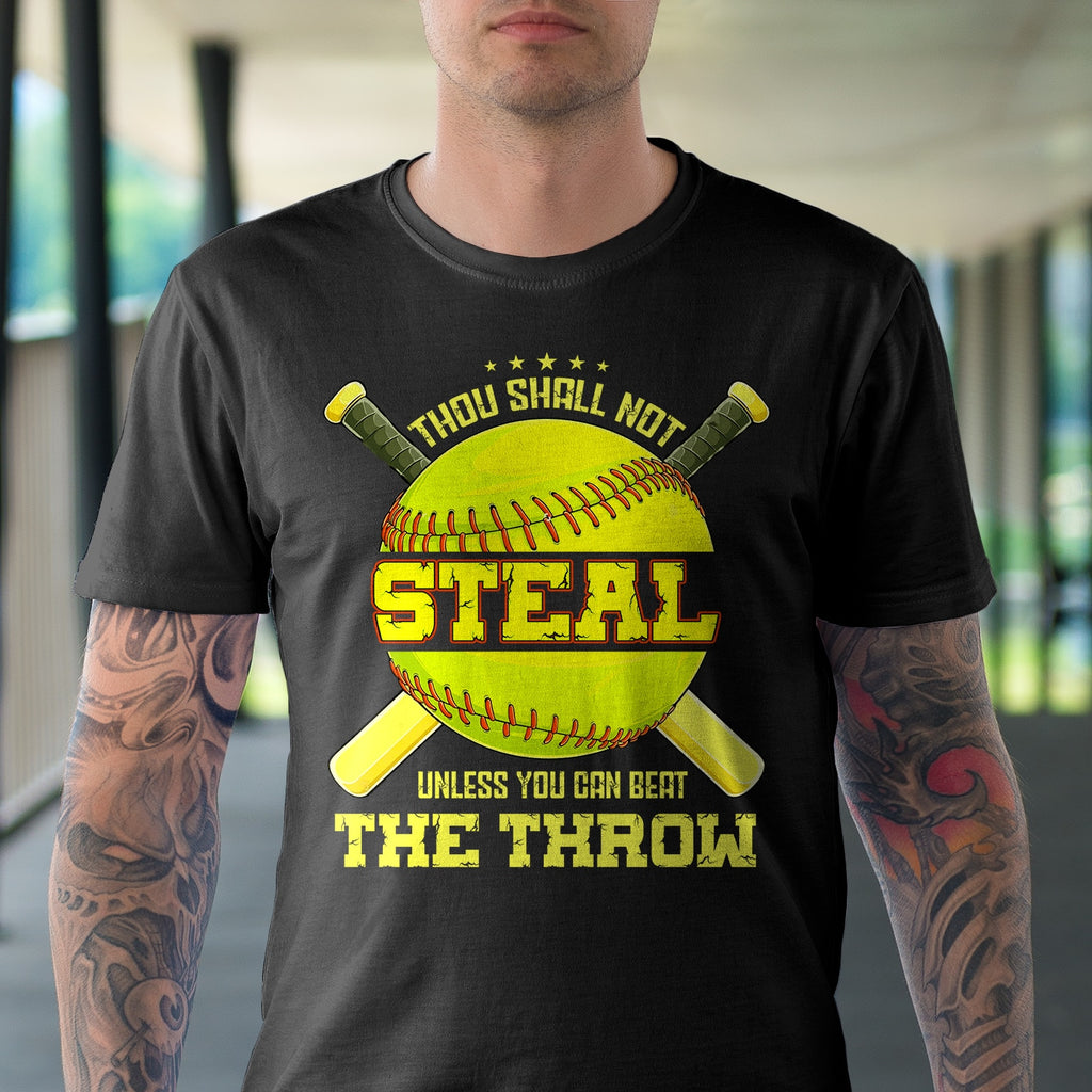 Thou Shall Not Steal Unless You Can Beat The Throw Funny Softball T-Shirt – Youth Shirt For Kids