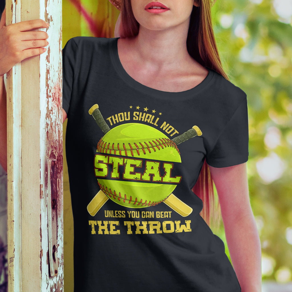 Thou Shall Not Steal Unless You Can Beat The Throw Funny Softball T-Shirt – Youth Shirt For Kids