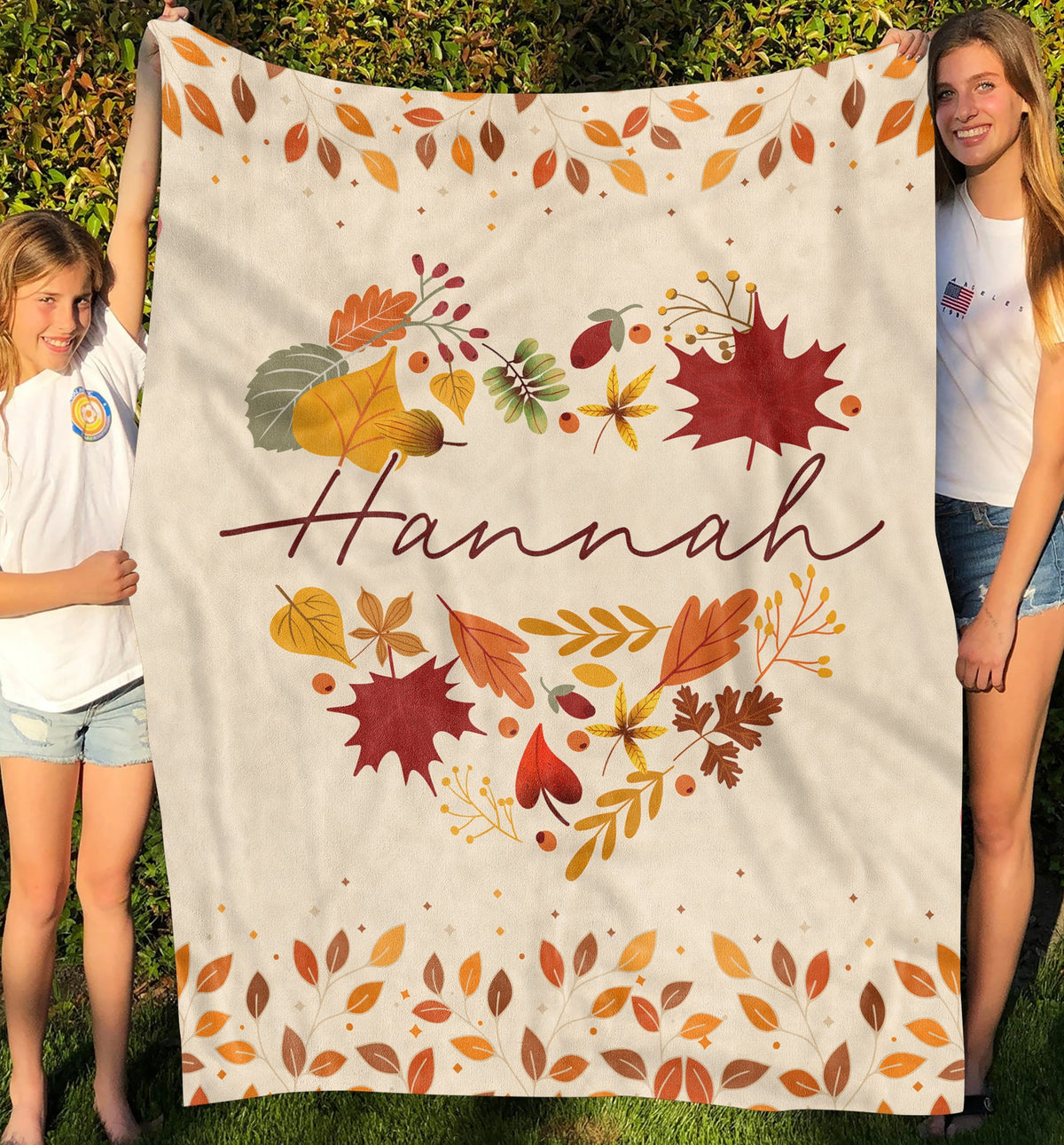 Personalized Autumn Fall Throw Blanket – Halloween Leaf Autumn Plush Fall Decor Fleece Blanket
